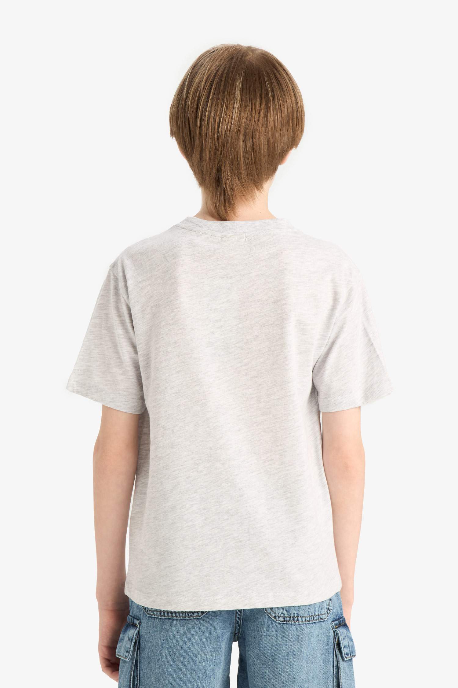 تيشيرت أولاد نص كم مطبوع قصة عادية برقبة مستديرة