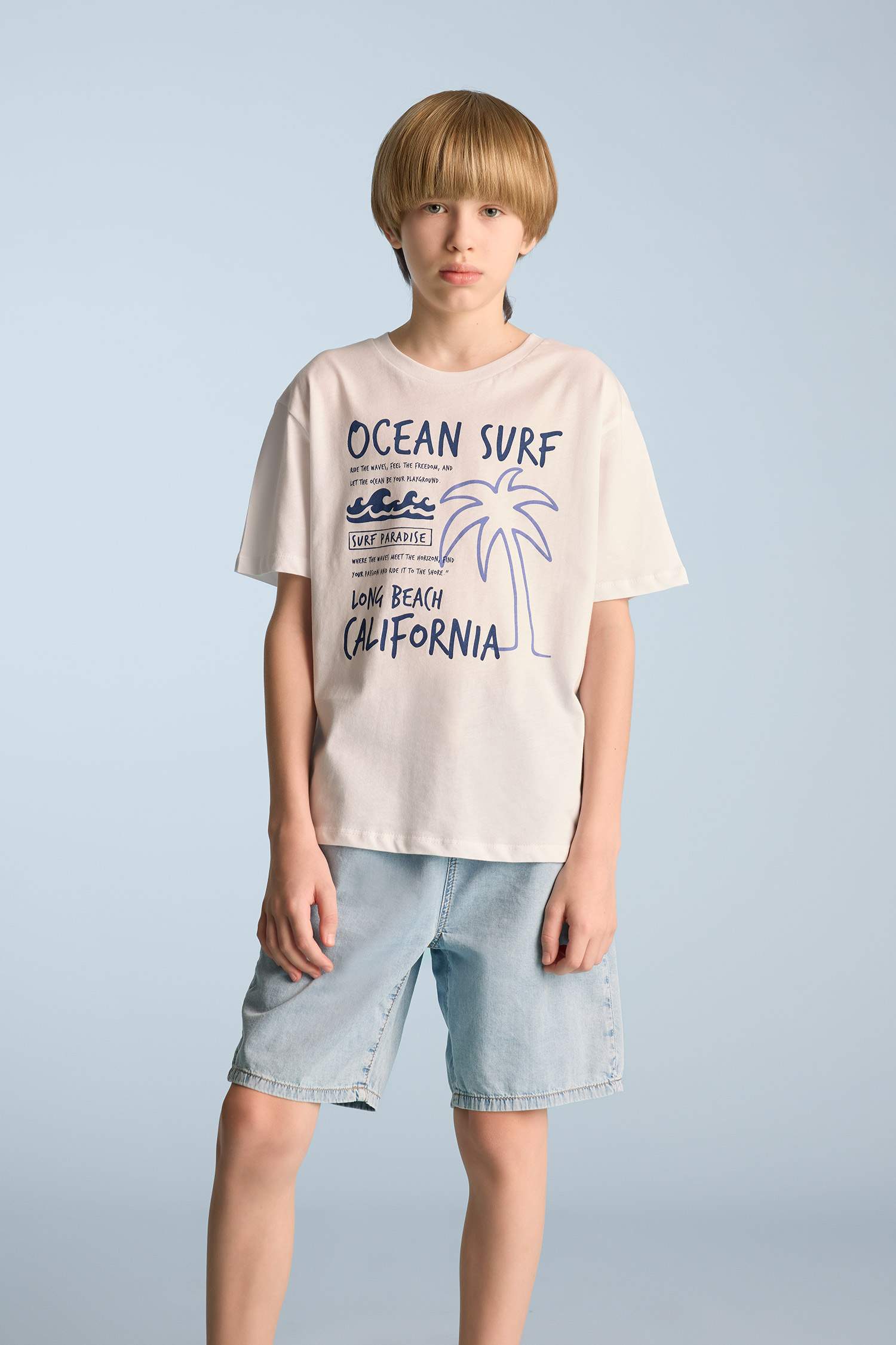 T-shirt imprimé à manches courtes et col rond pour garçon