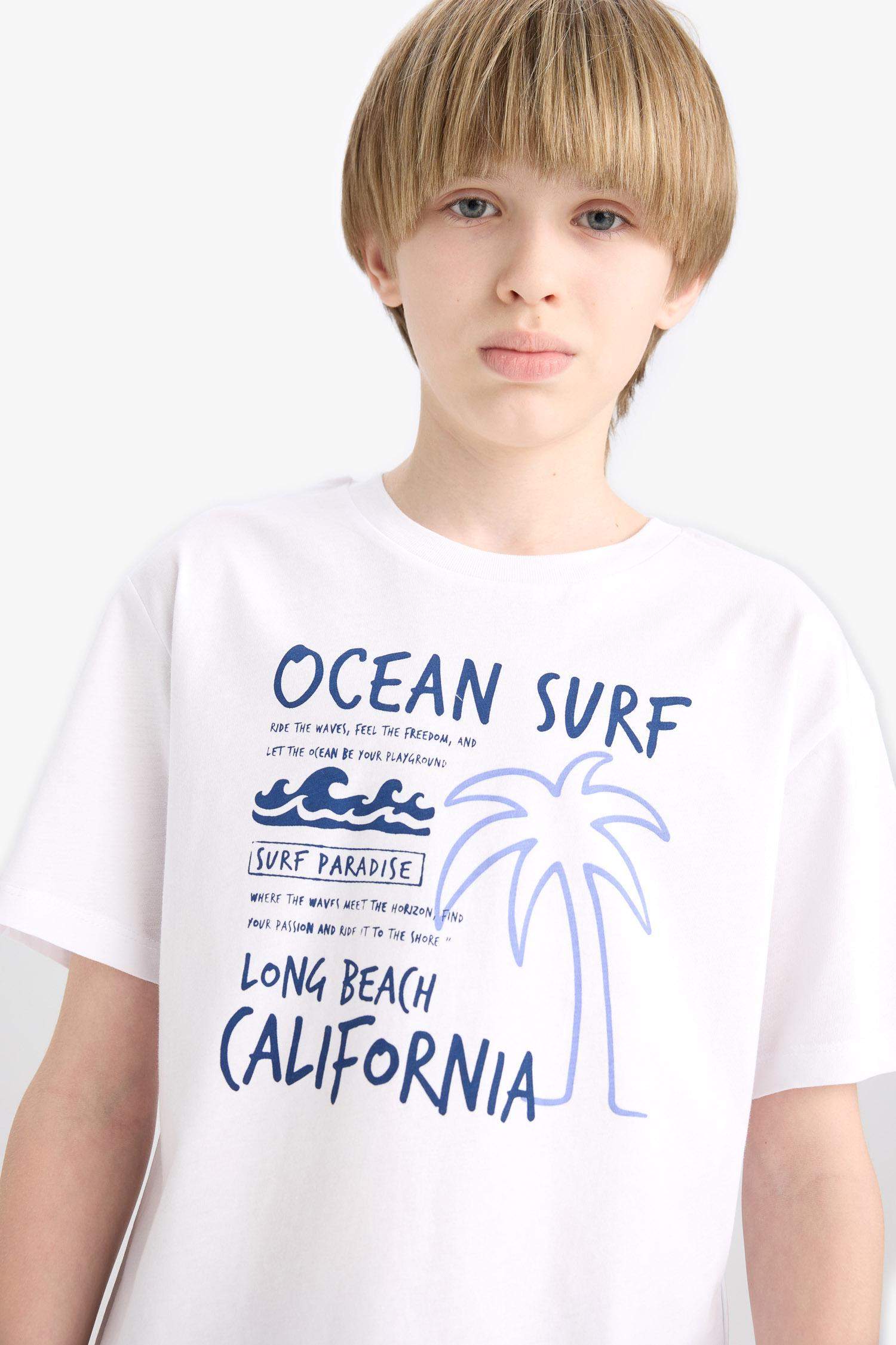 T-shirt imprimé à manches courtes et col rond pour garçon