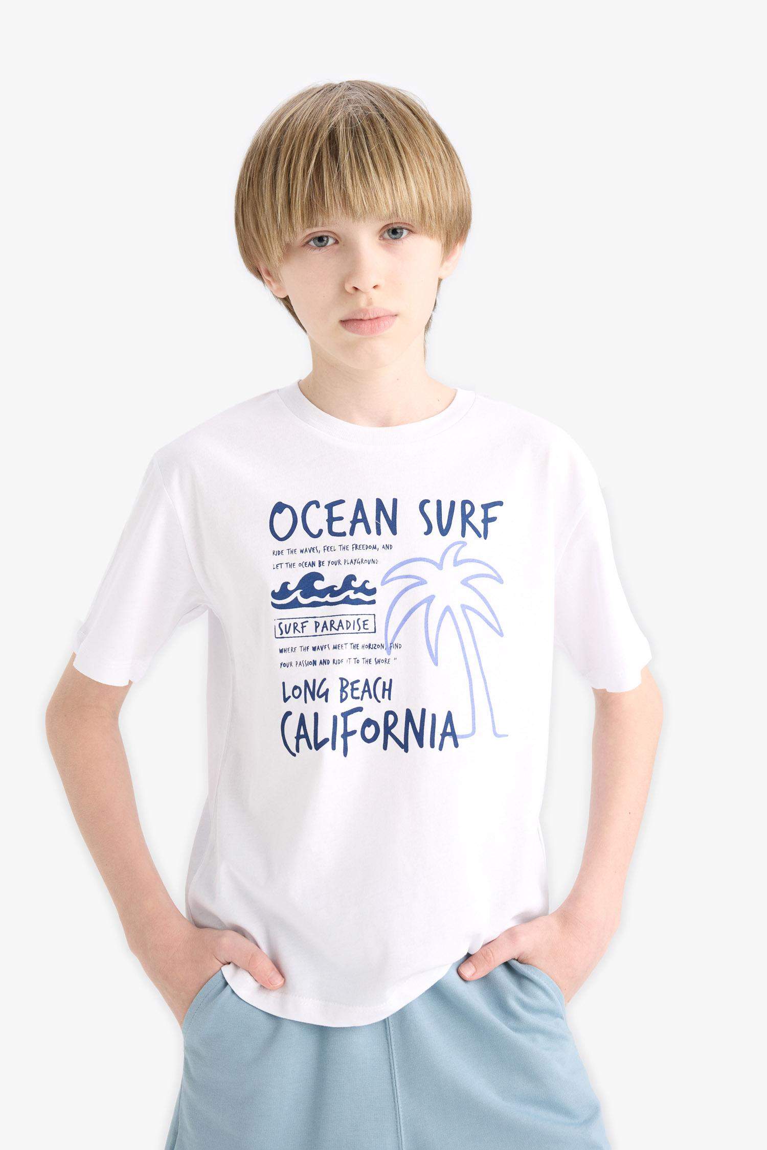 T-shirt imprimé à manches courtes et col rond pour garçon