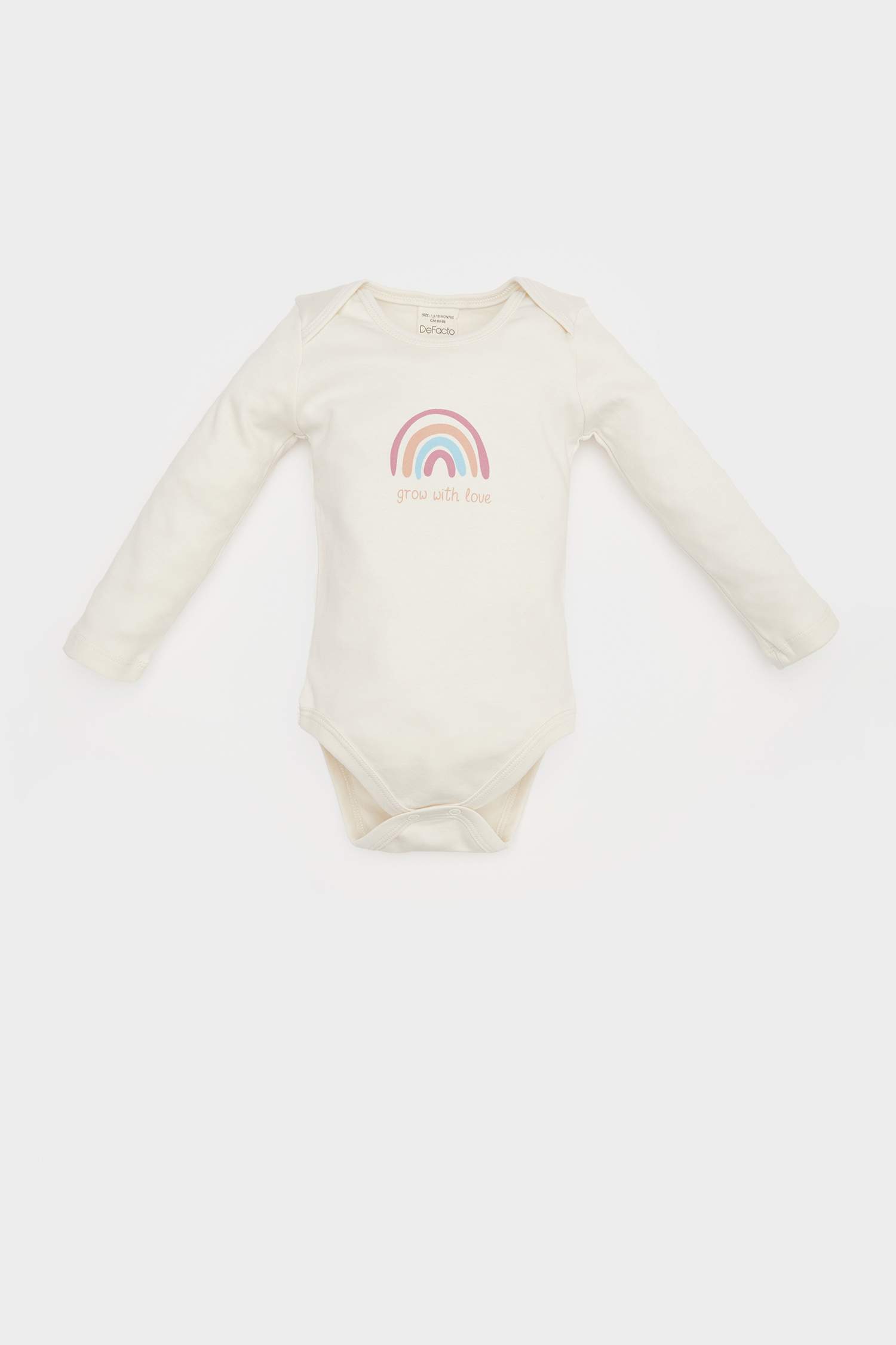 بودي بنات كم طويل بطبعة قوس قزح برقبة مستديرة و أزرار