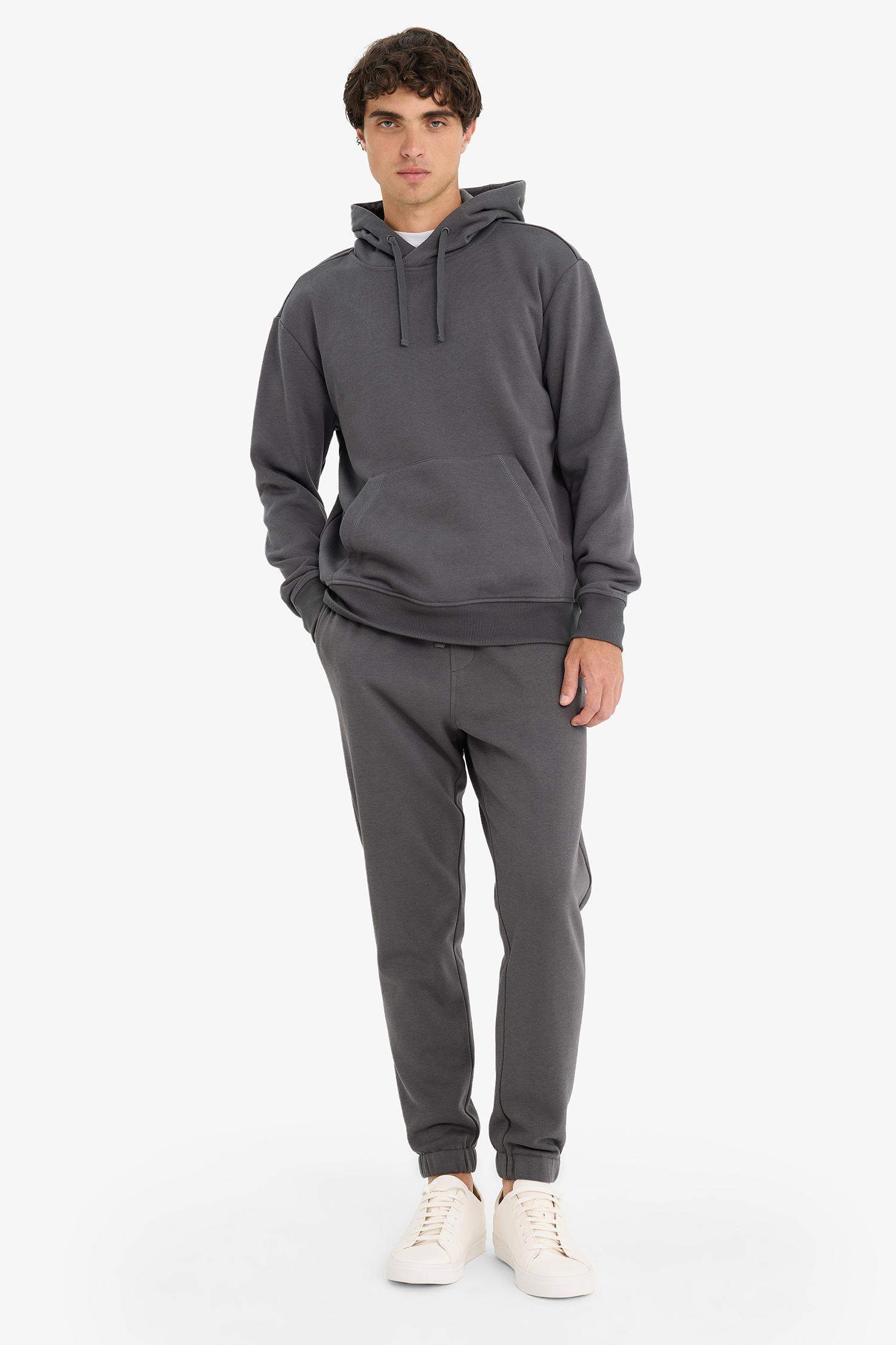 Regular Fit Beli Bağcıklı Cepli Paçası Lastikli Şardonlu Basic Düz Jogger Eşofman Altı