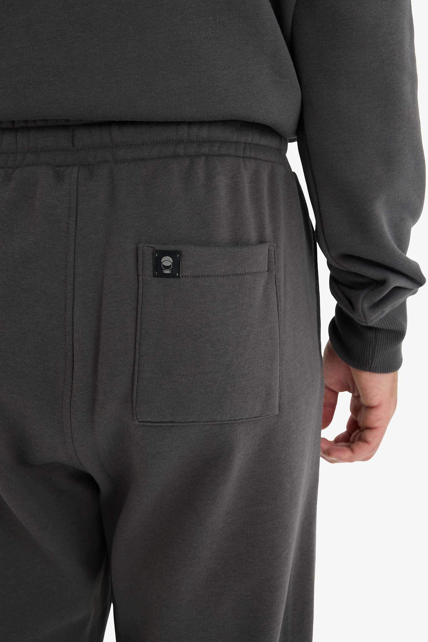 Regular Fit Beli Bağcıklı Cepli Paçası Lastikli Şardonlu Basic Düz Jogger Eşofman Altı