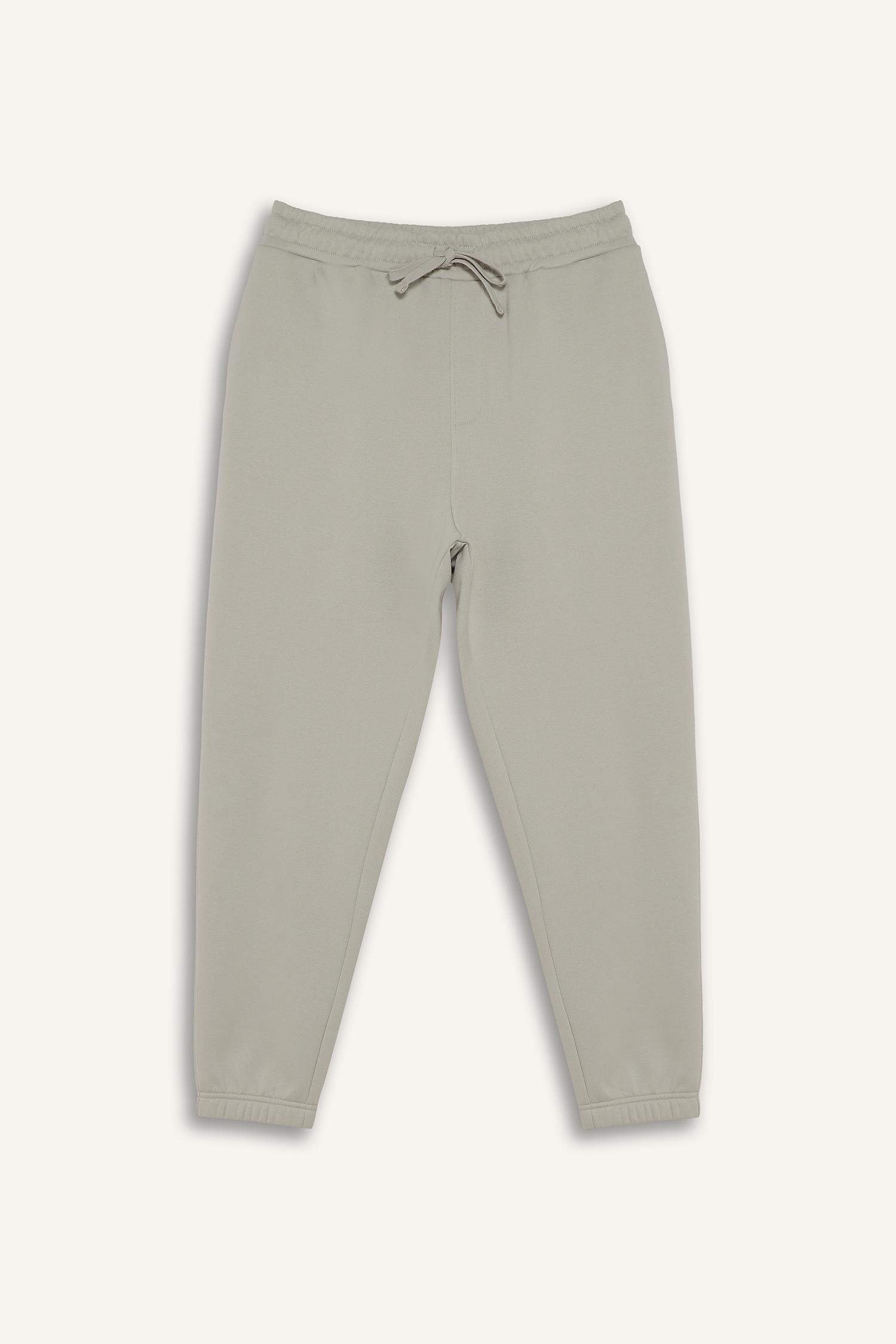 Regular Fit Beli Bağcıklı Cepli Paçası Lastikli Şardonlu Basic Düz Jogger Eşofman Altı