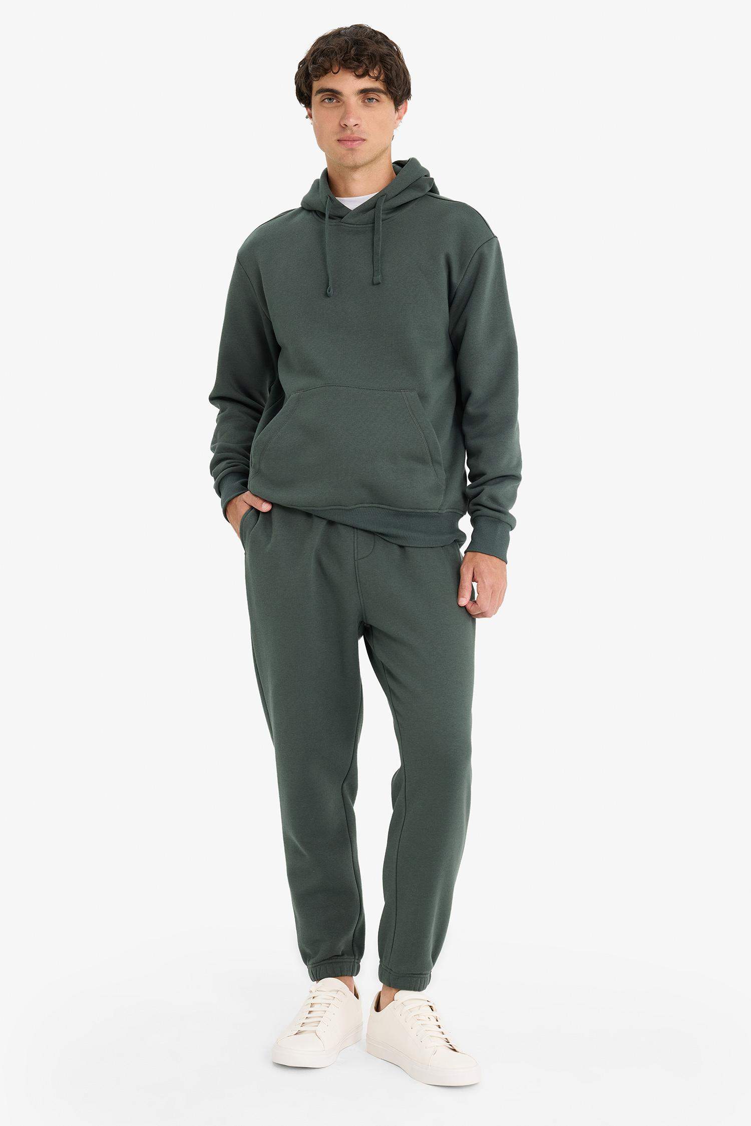 Regular Fit Beli Bağcıklı Cepli Paçası Lastikli Şardonlu Basic Düz Jogger Eşofman Altı