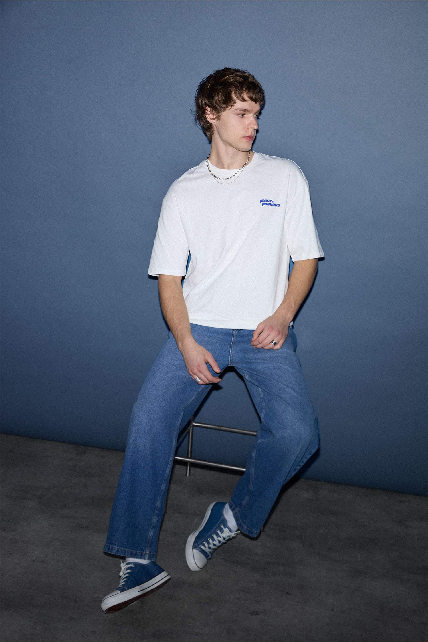 %100 Pamuk Skater Fit Geniş Kalıp Yüksek Bel Geniş Paça Cepli Yıkamalı Jean Pantolon