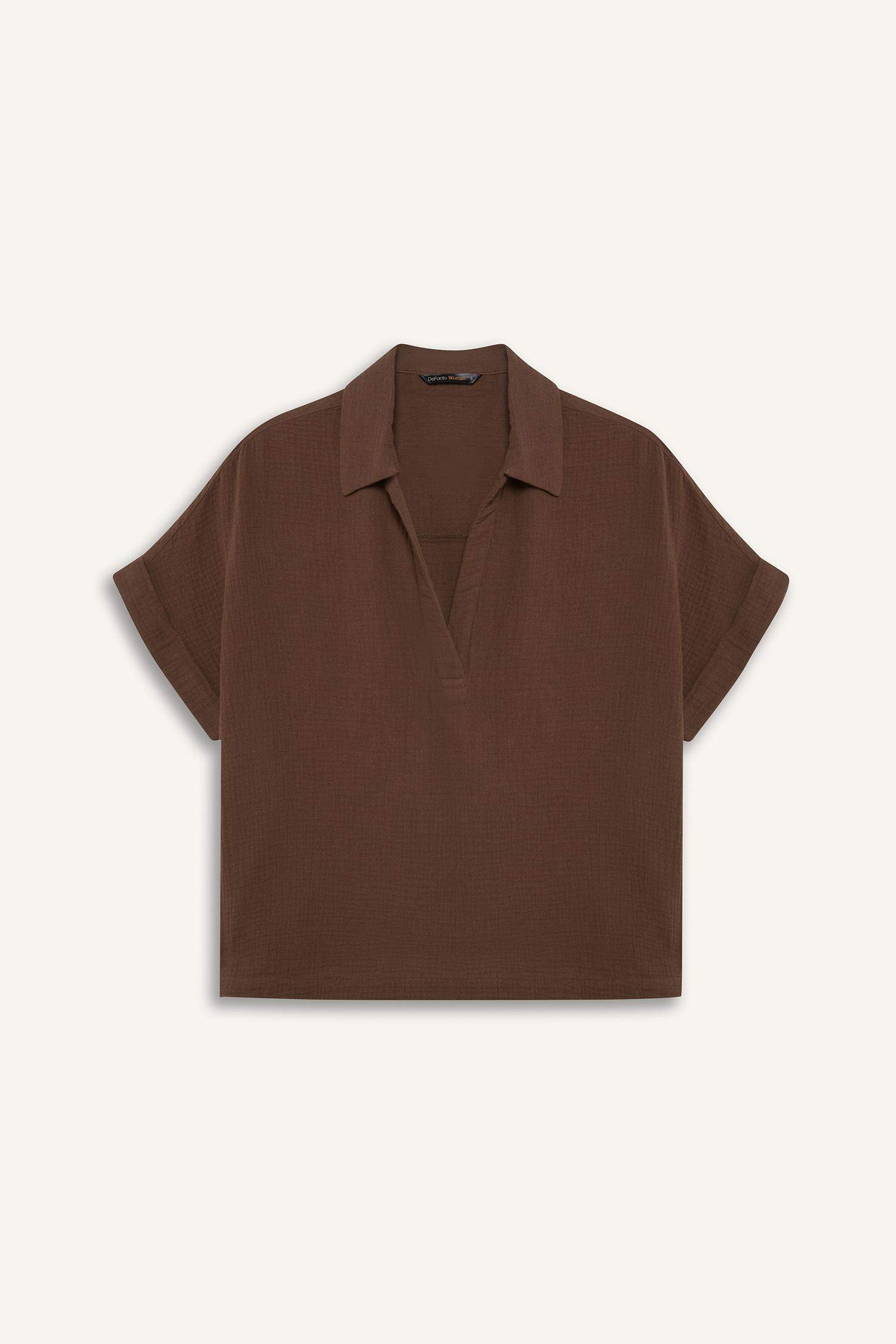 қалыпты пішім бос жаға Қысқа жеңді Блуза