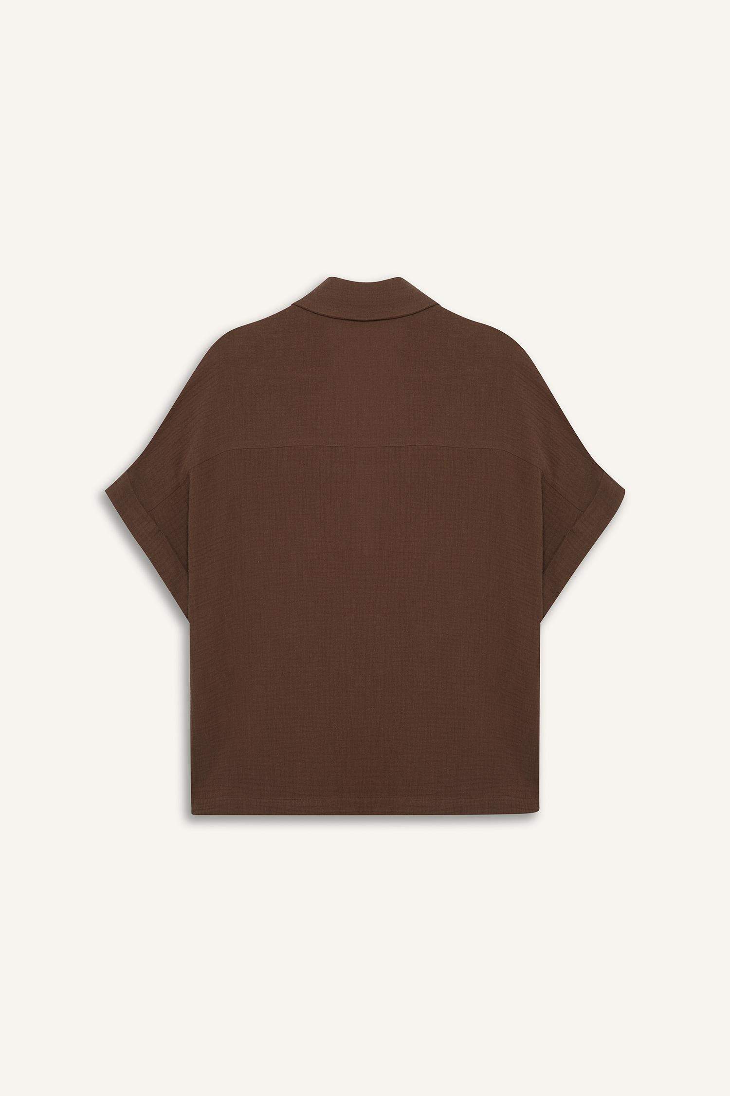 қалыпты пішім бос жаға Қысқа жеңді Блуза