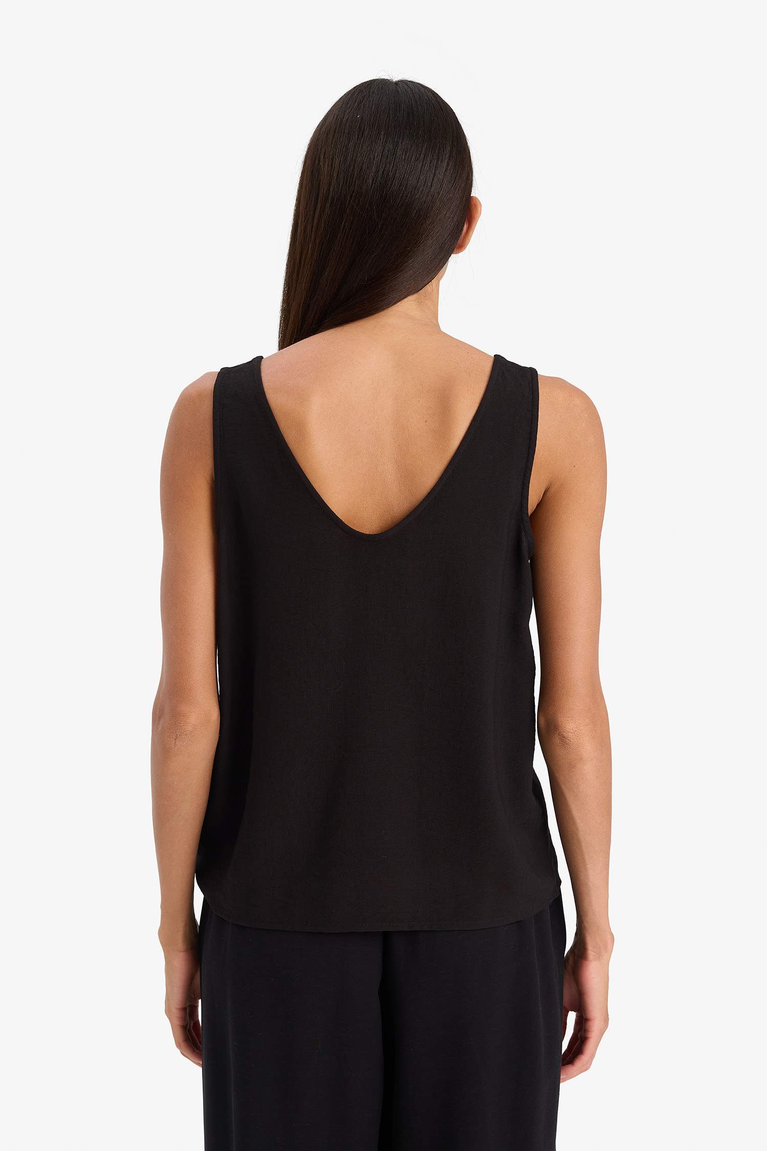 Блузка без рукавов с V-образным вырезом, обычная посадка