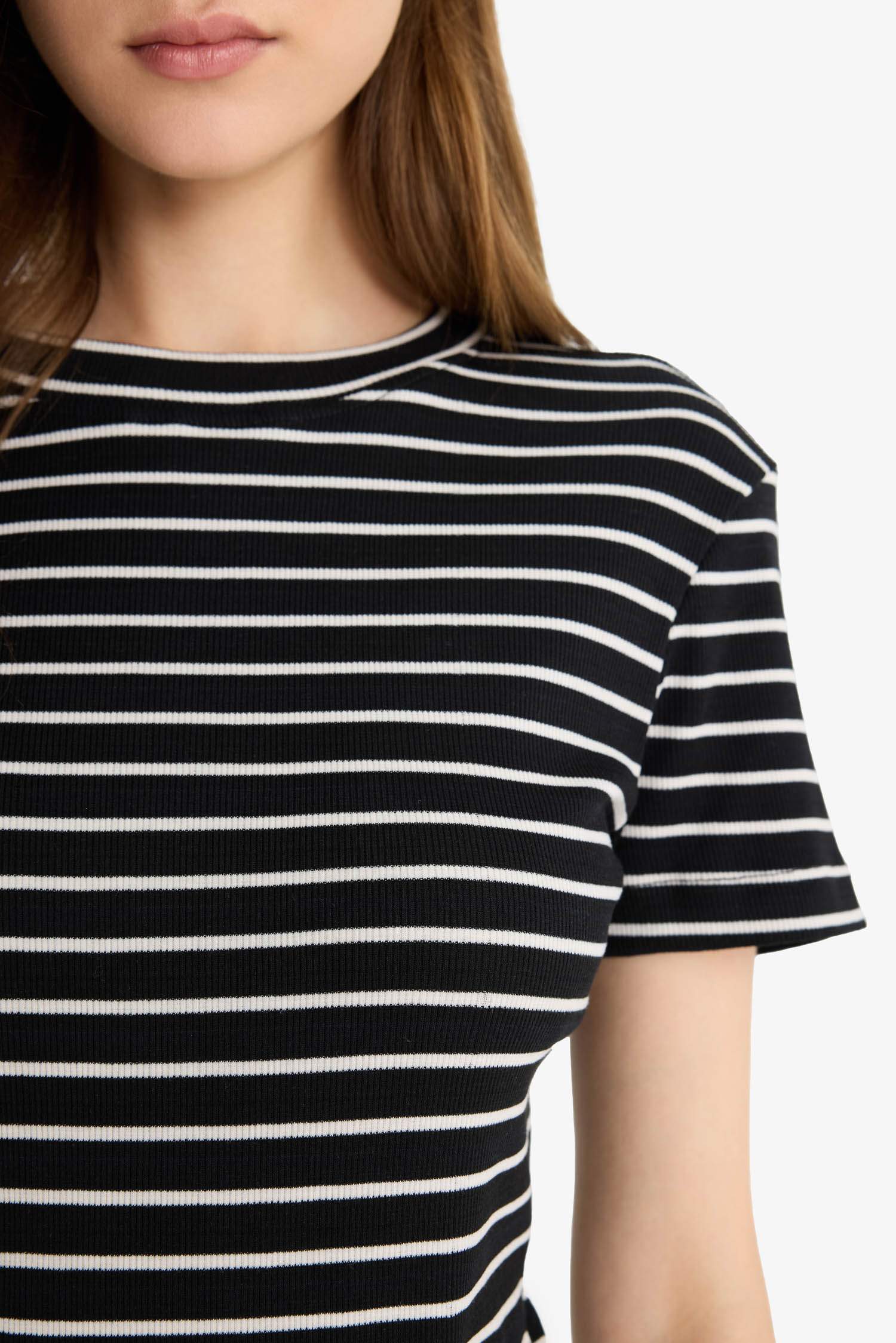 Bodycon Crew Neck Striped Camisole Mini Dress