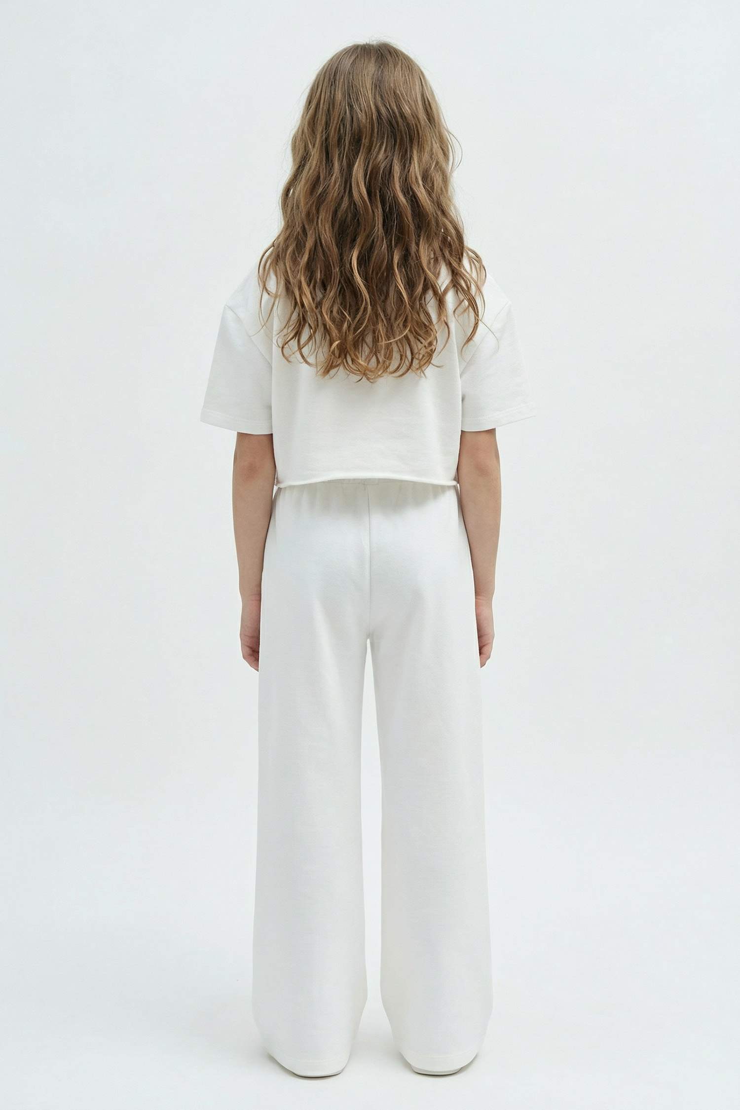 Kız Çocuk 2'li Takım Baskılı Kısa Kollu Tişört Beli Lastikli Eşofman Altı