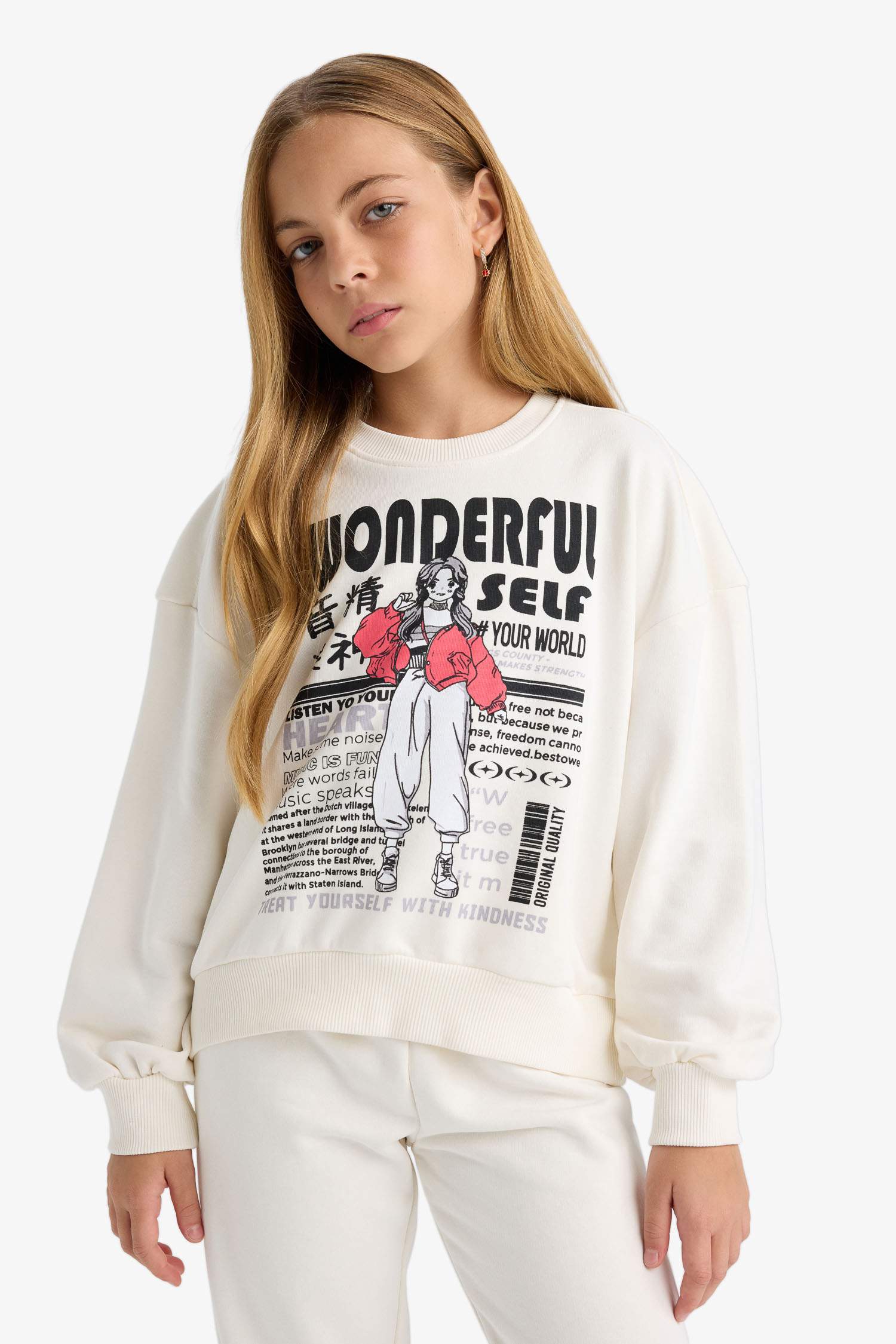 Girl Printed Sweatshirt Sweatpants 2 Piece Set