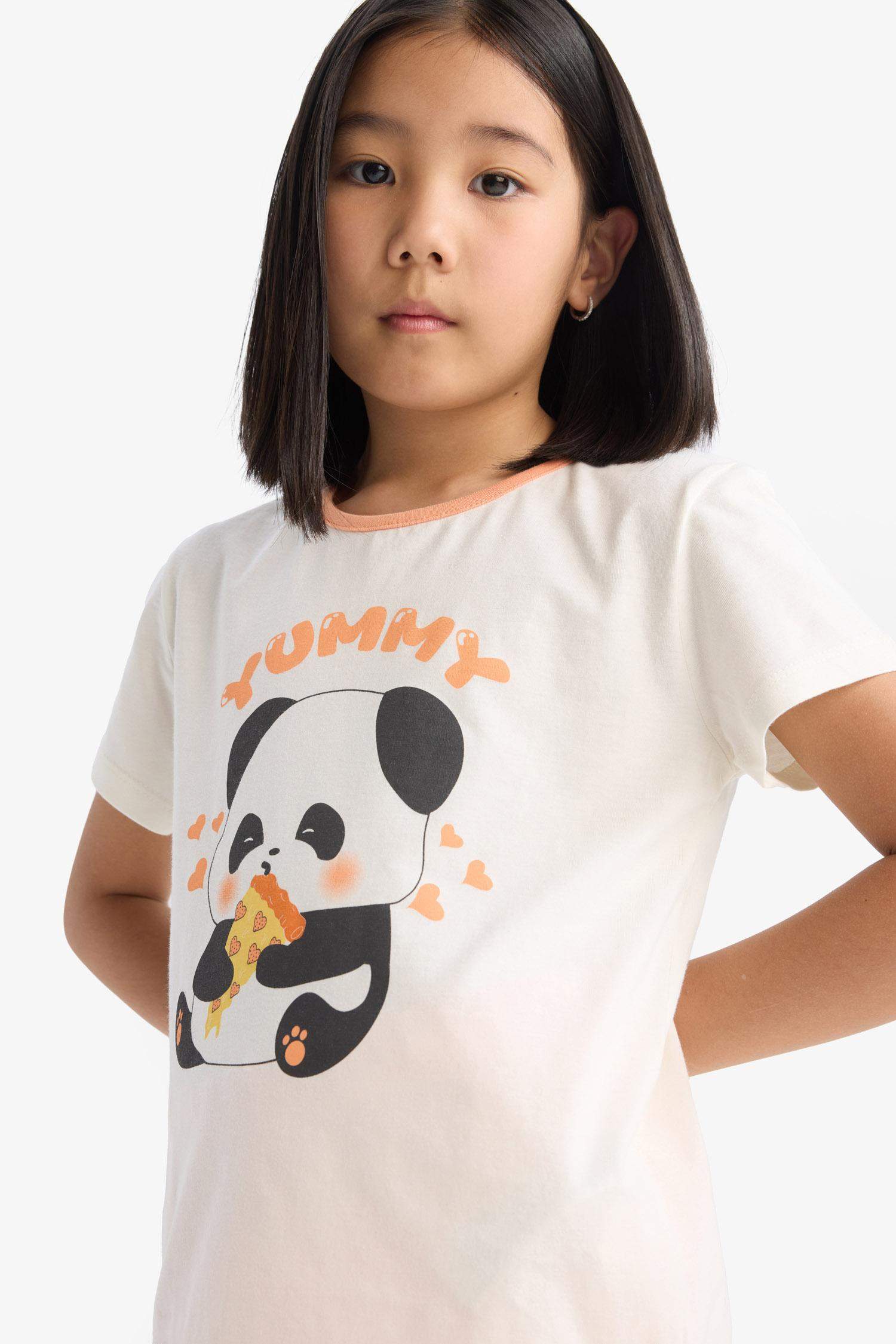 Kız Çocuk Pijama Takımı Kısa Kollu Üst Beli Lastikli Şort