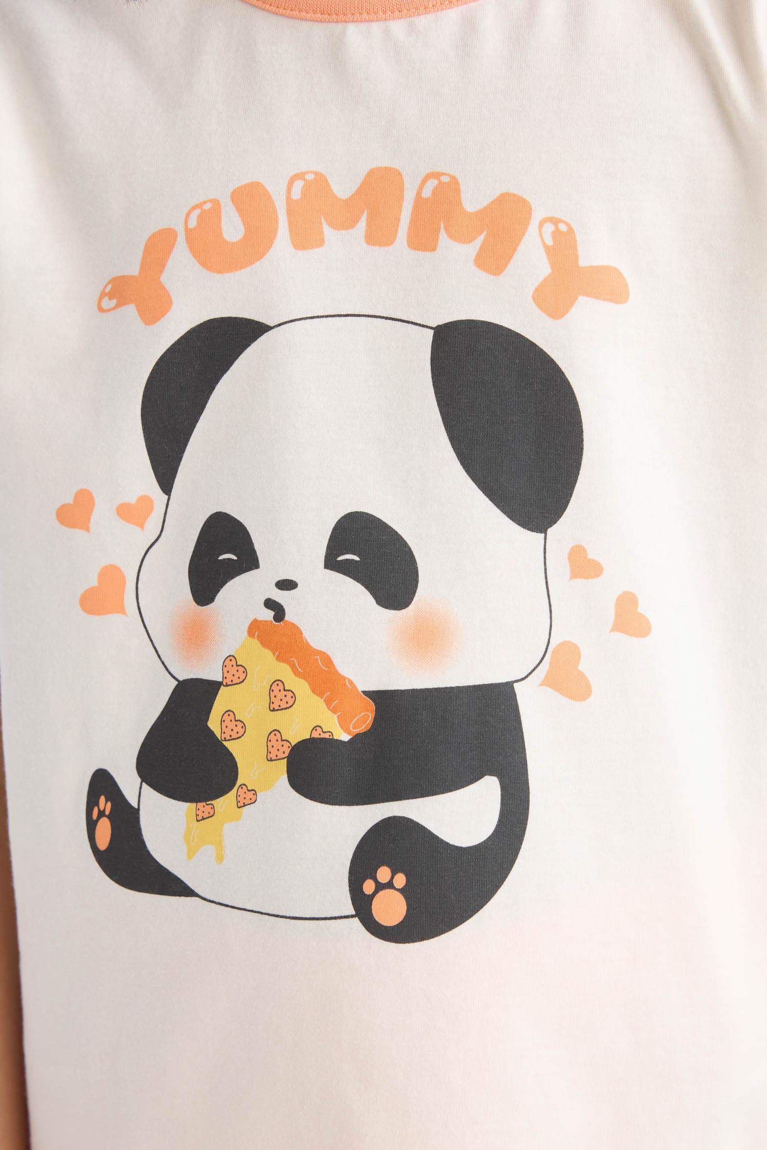 Kız Çocuk Pijama Takımı Kısa Kollu Üst Beli Lastikli Şort