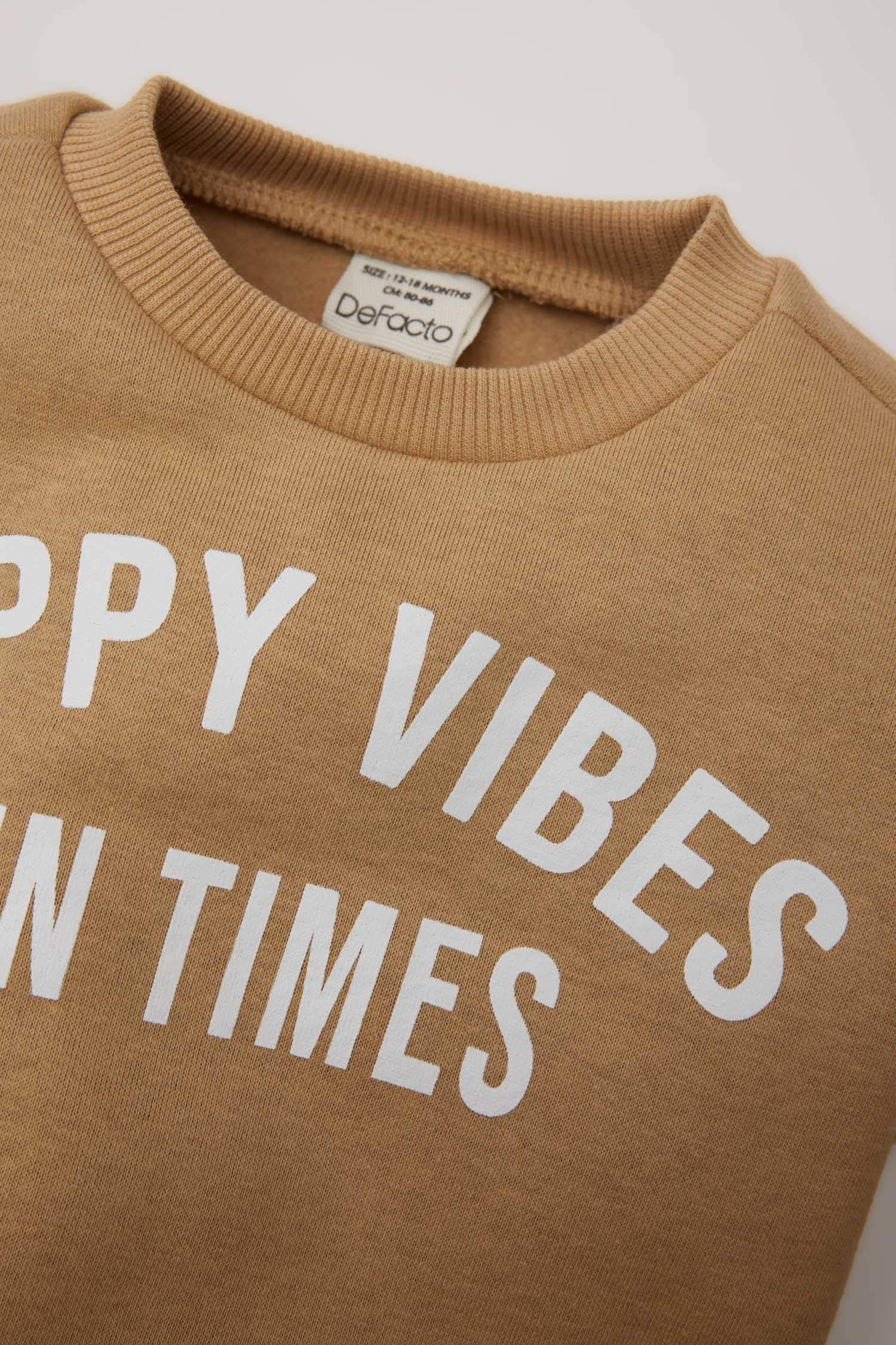 Baby Boys Slogan Printed Thick Fabric 2 Piece Set