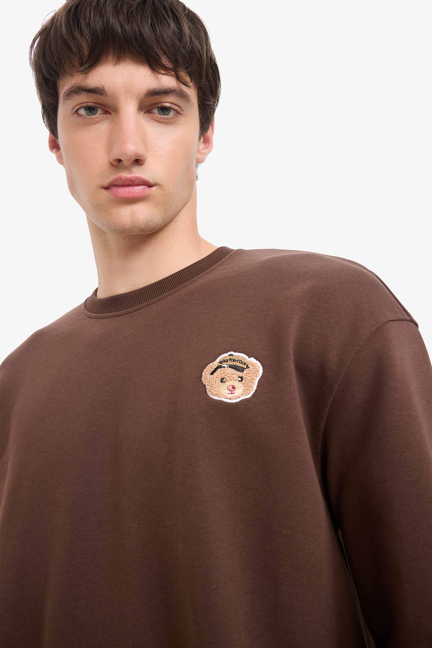 Boxy Fit Bisiklet Yaka Baskılı Sweatshirt