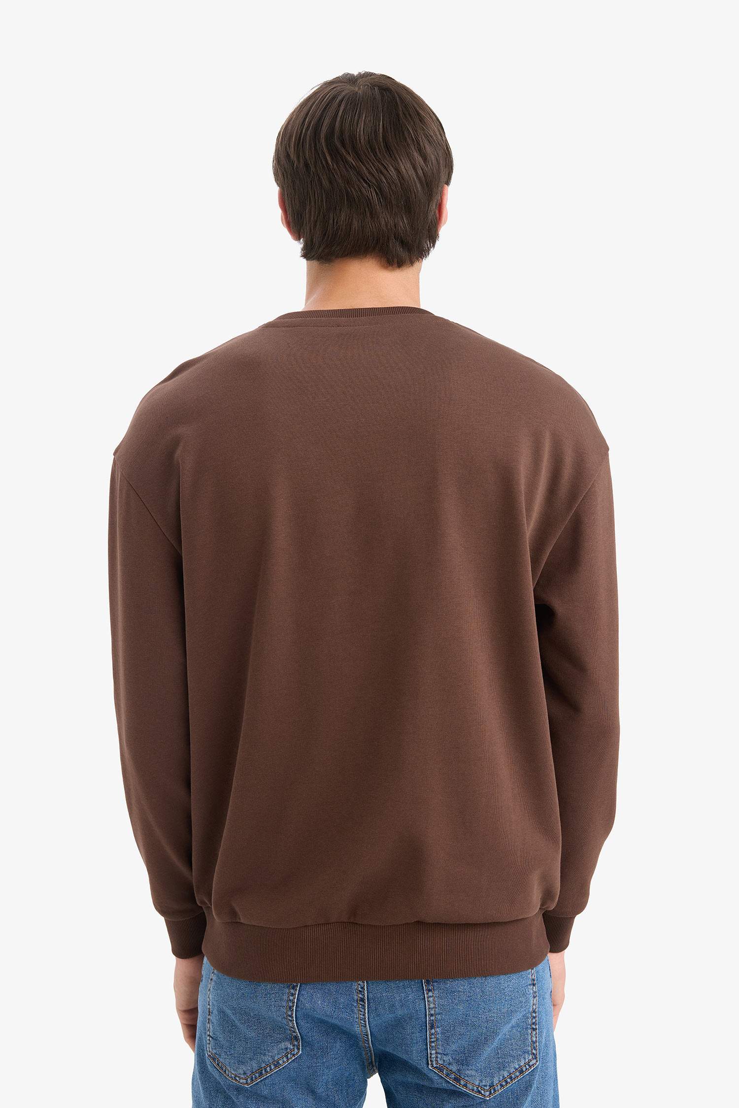 Boxy Fit Bisiklet Yaka Baskılı Sweatshirt