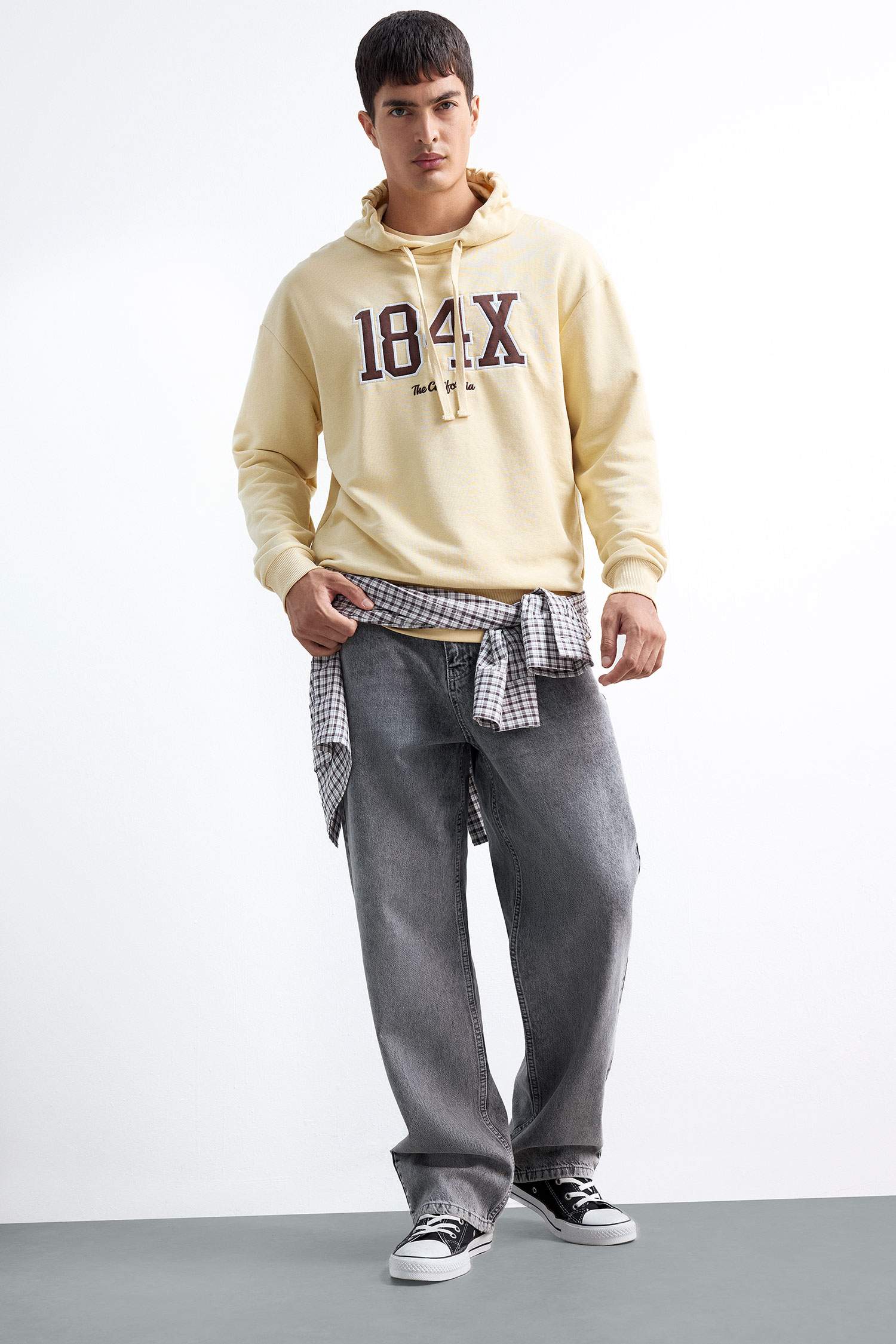 Boxy Fit Kapüşonlu Baskılı Sweatshirt