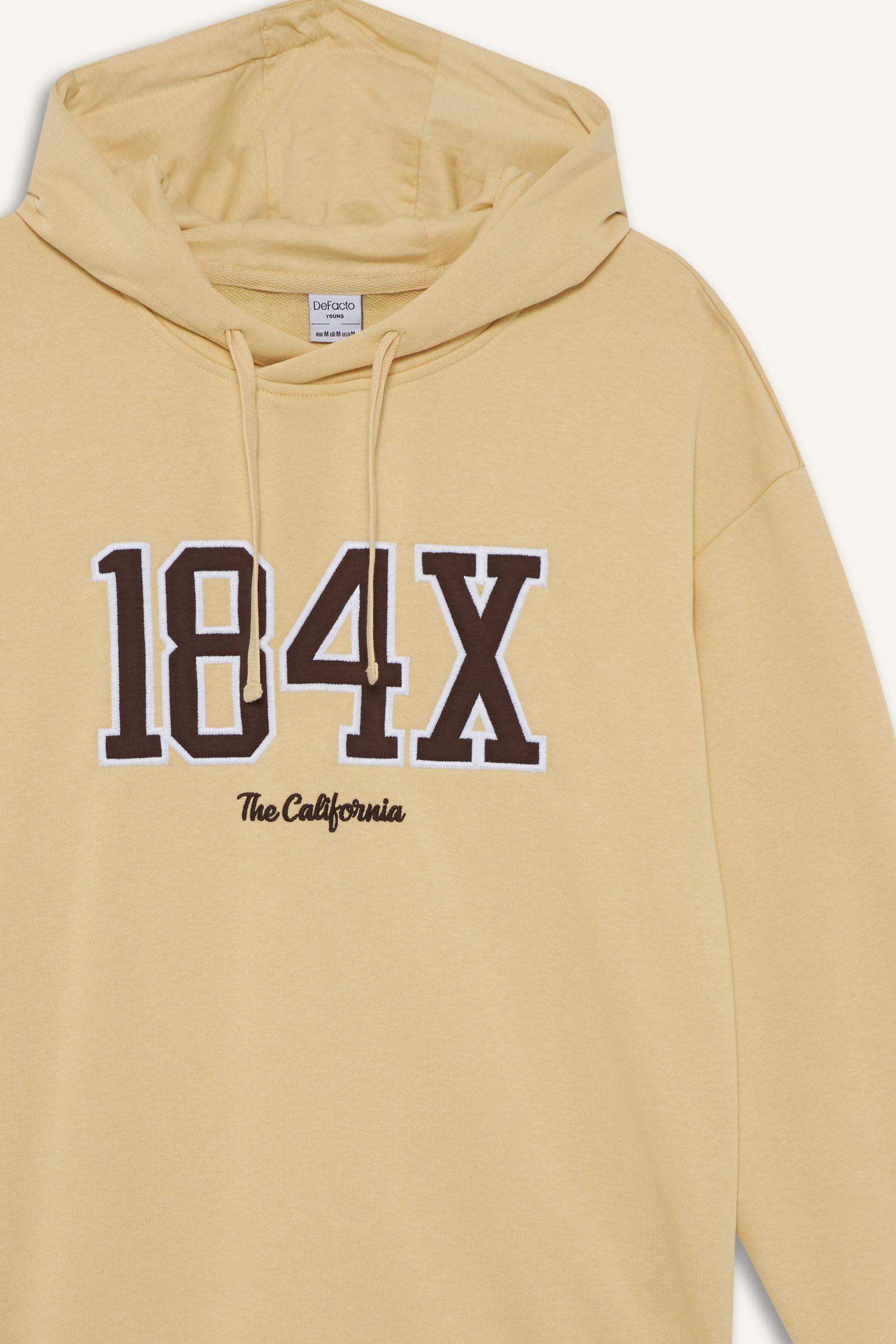 Boxy Fit Kapüşonlu Baskılı Sweatshirt