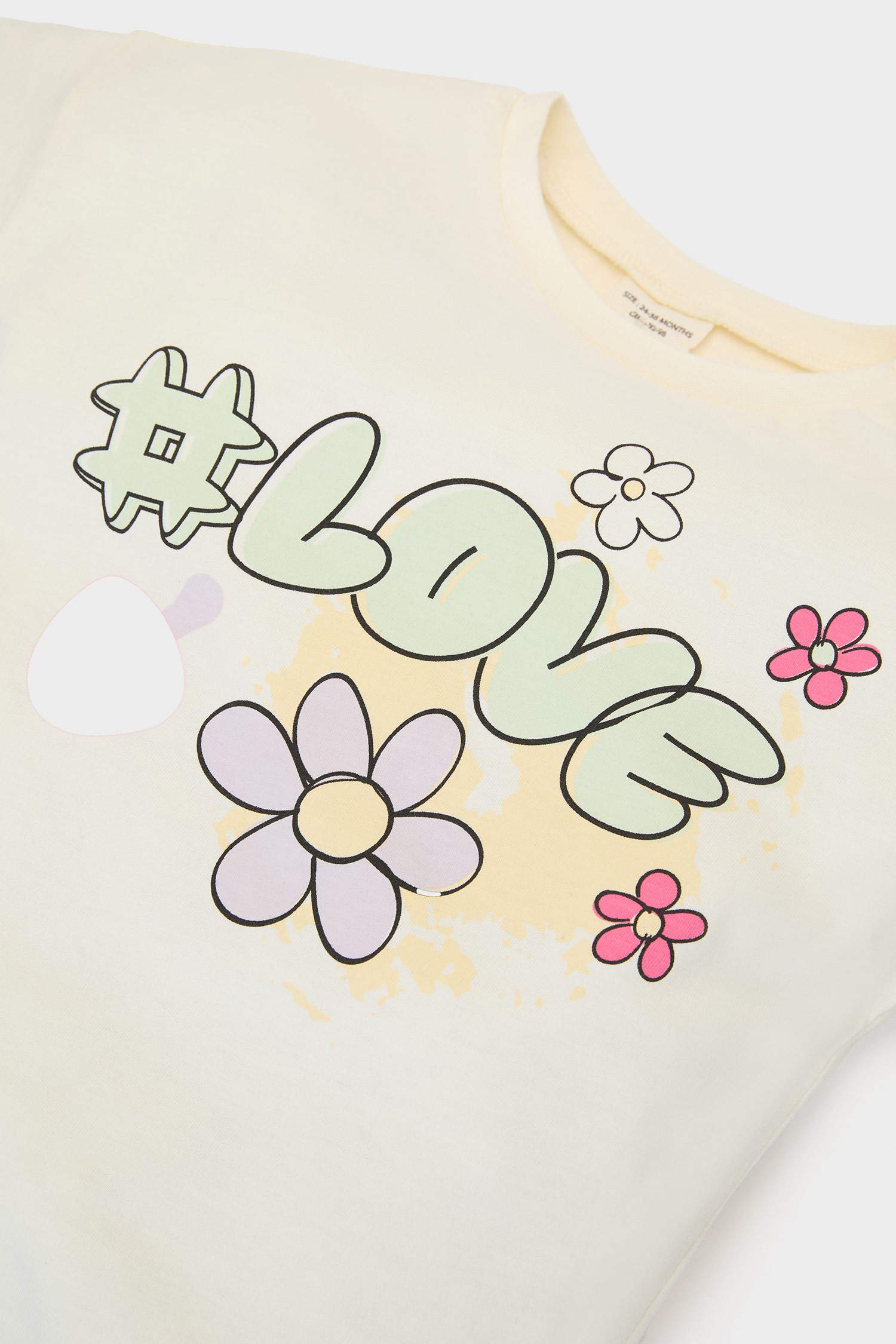 Kız Bebek 2'li Takım Baskılı Kısa Kollu Tişört Beli Lastikli Desenli Şort