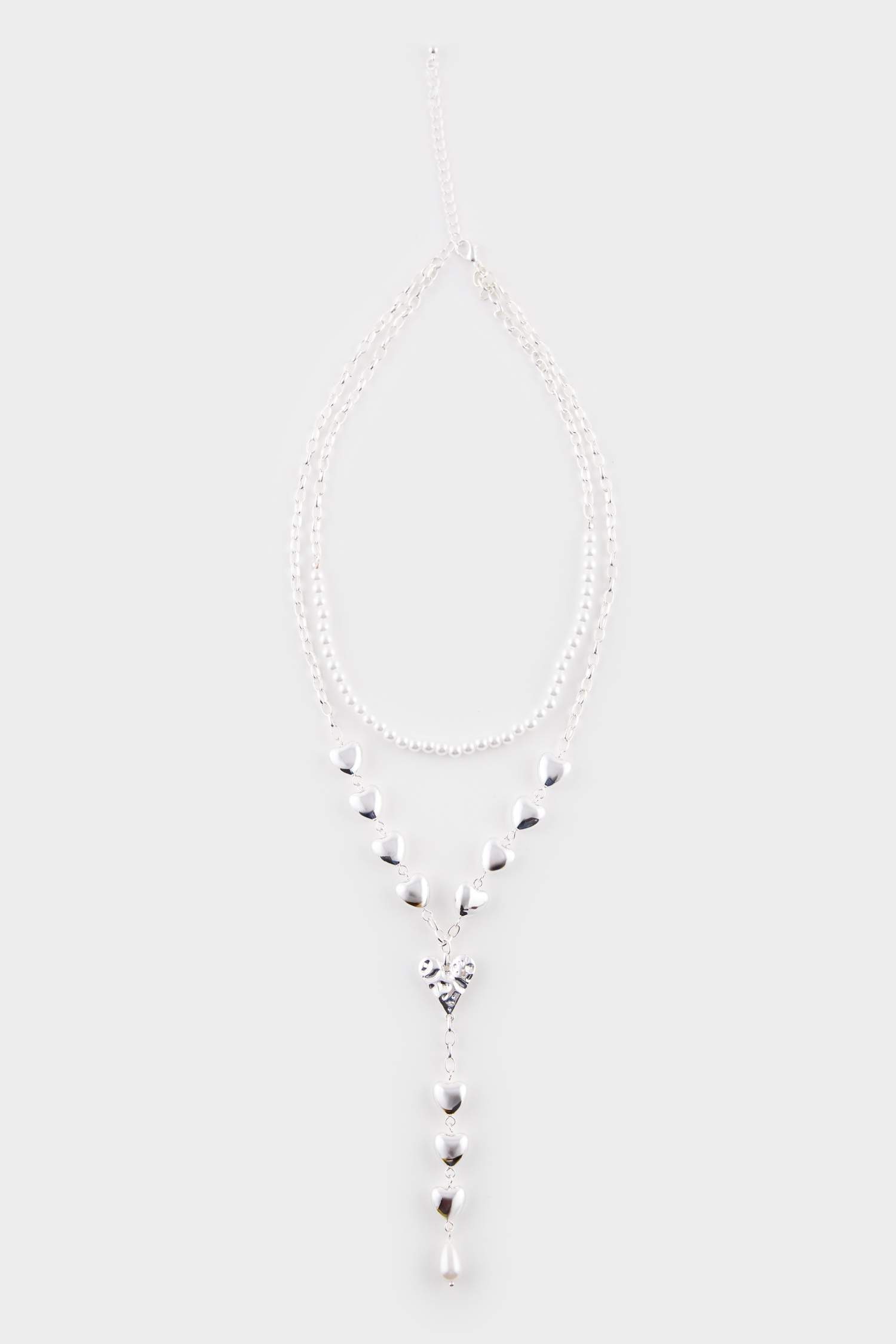 Kadın Kalpli 2'li Silver Kolye