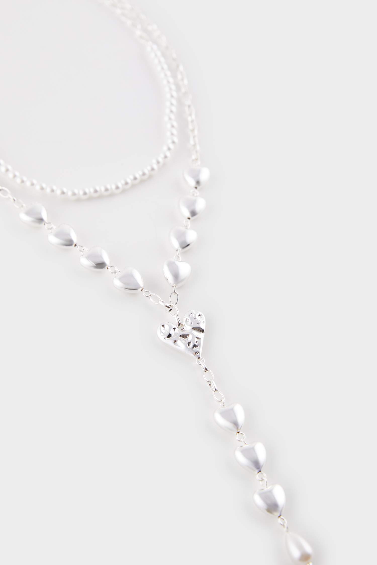 Kadın Kalpli 2'li Silver Kolye