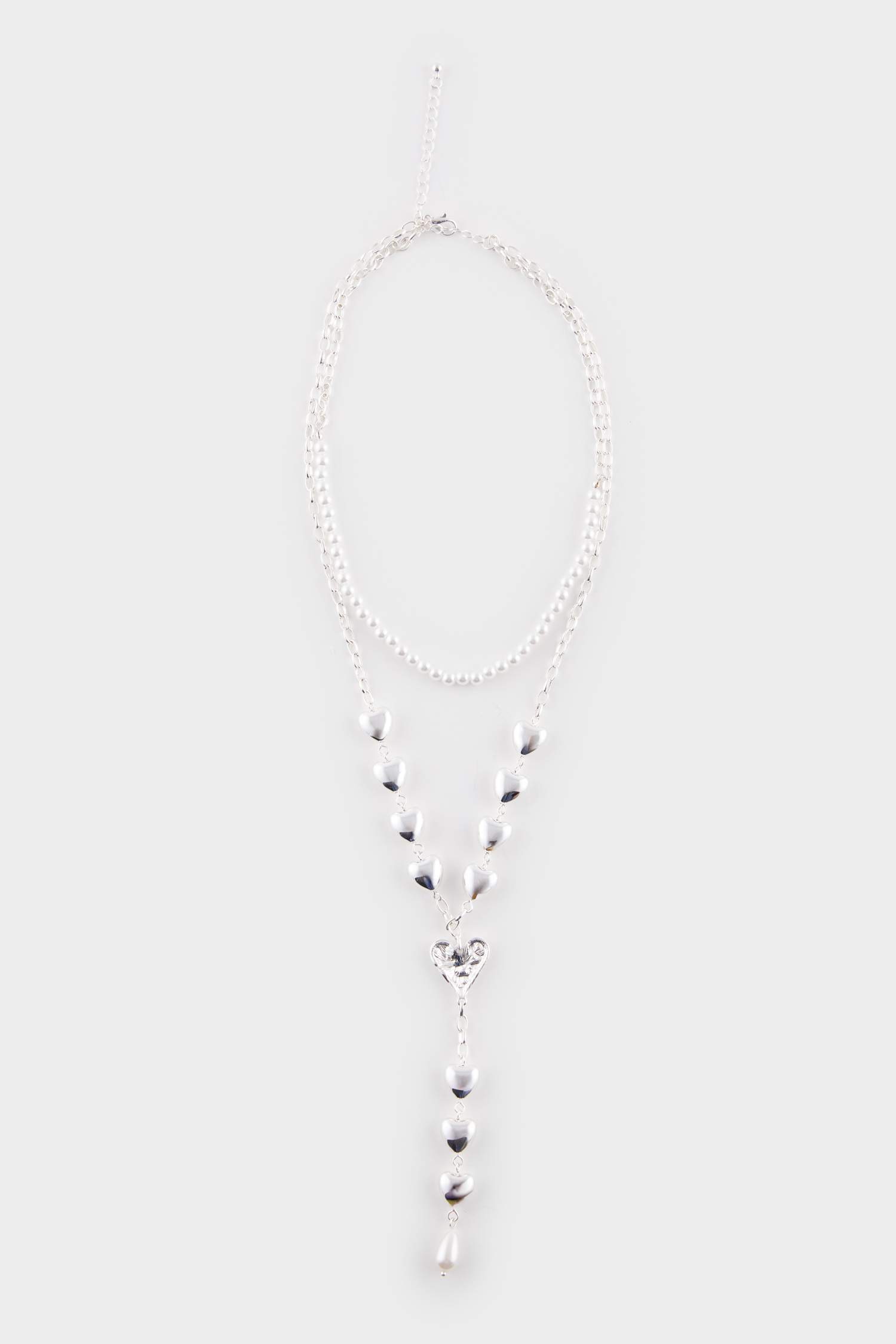 Kadın Kalpli 2'li Silver Kolye