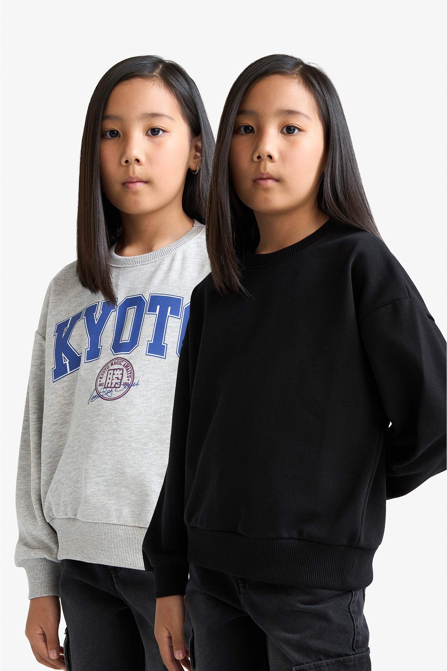 Girl Relaxed Fit Crew Neck Printed 2 Piece Sweatshirt