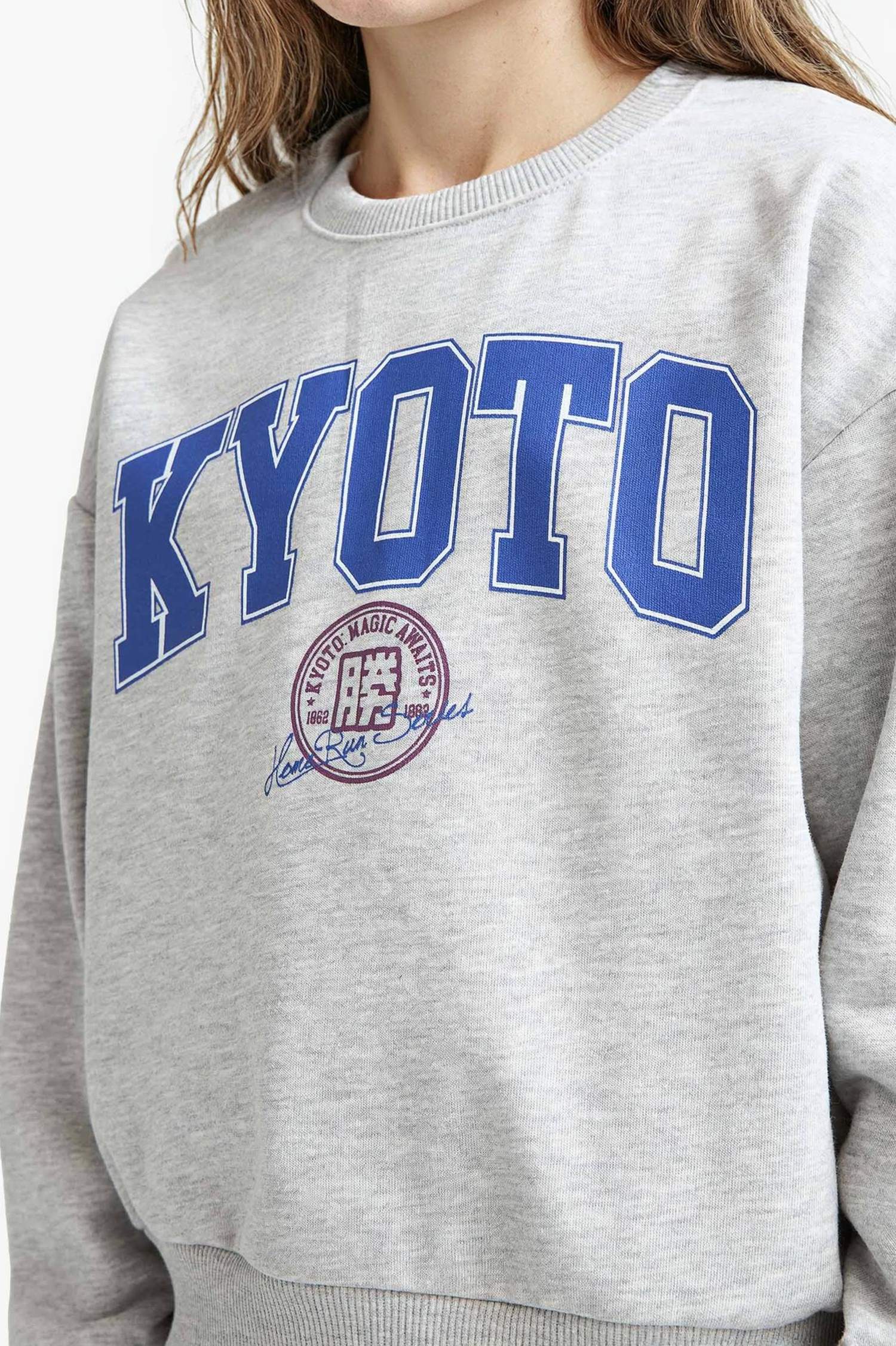 Girl Relaxed Fit Crew Neck Printed 2 Piece Sweatshirt