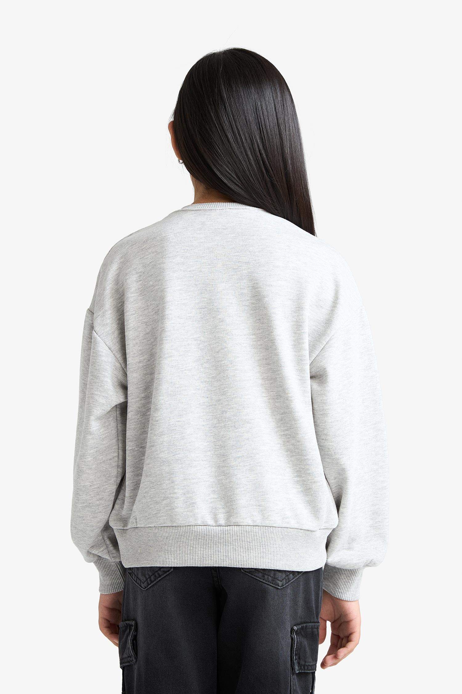 Girl Relaxed Fit Crew Neck Printed 2 Piece Sweatshirt