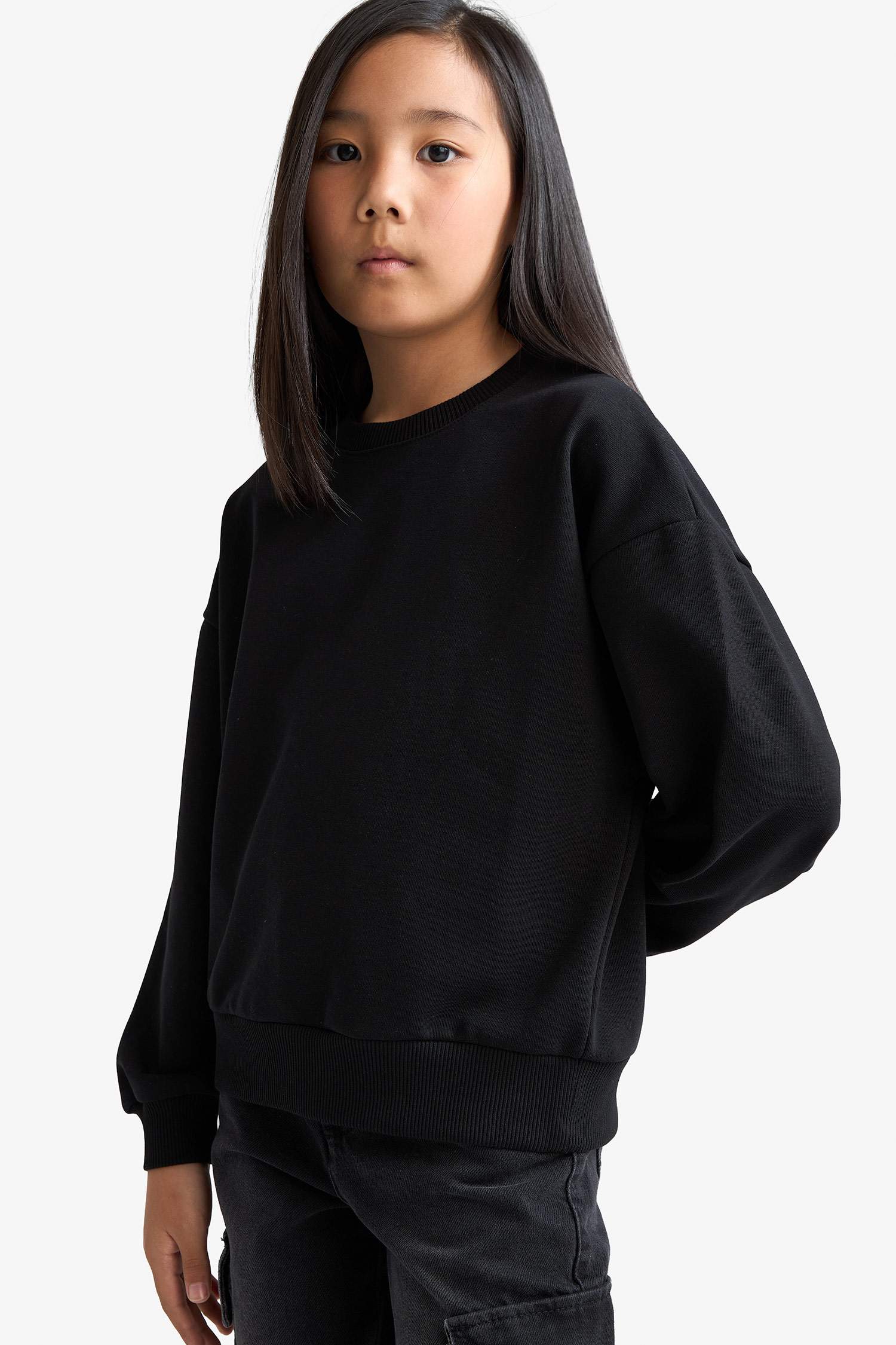 Girl Relaxed Fit Crew Neck Printed 2 Piece Sweatshirt