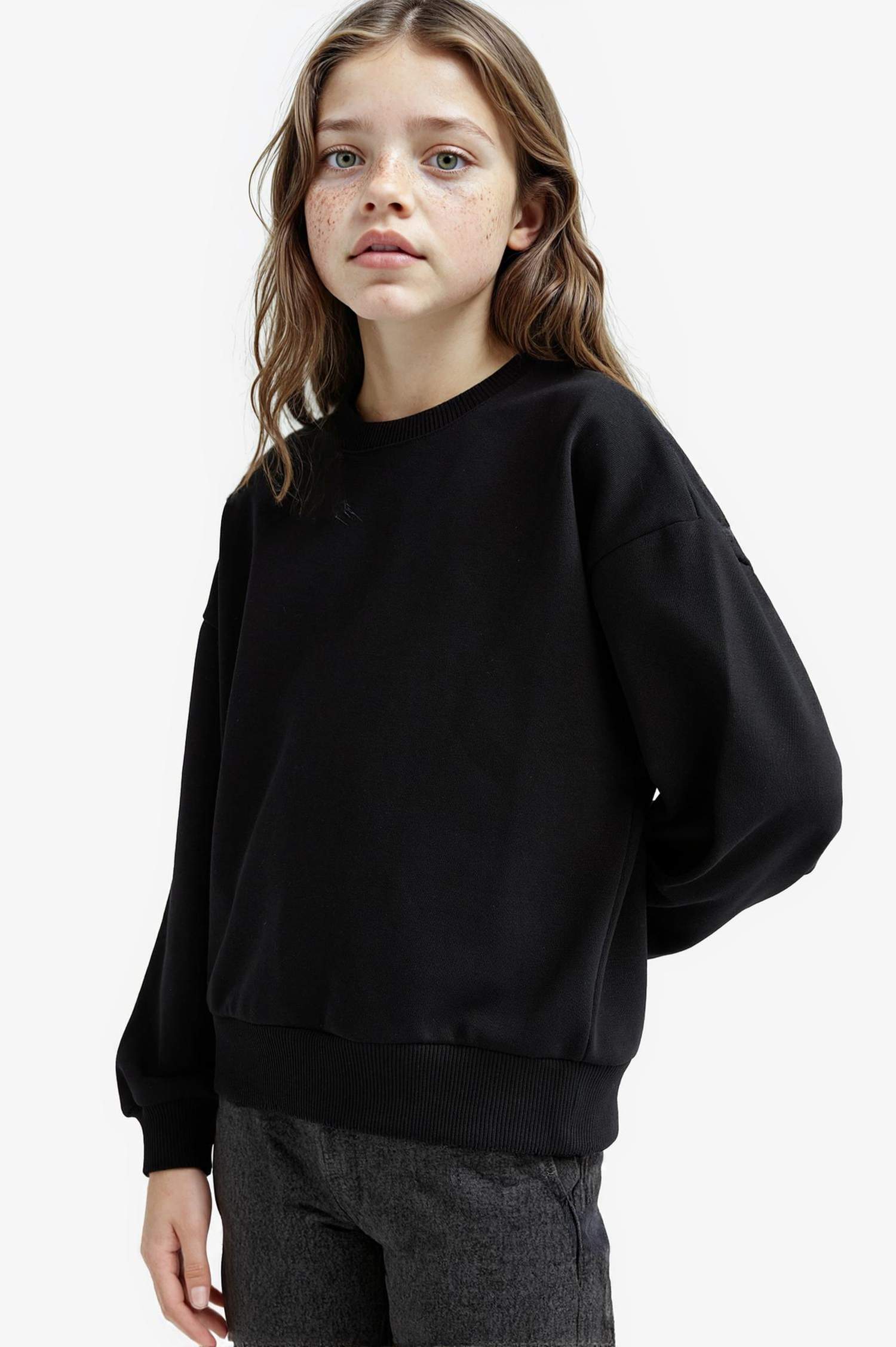 Girl Relaxed Fit Crew Neck Printed 2 Piece Sweatshirt