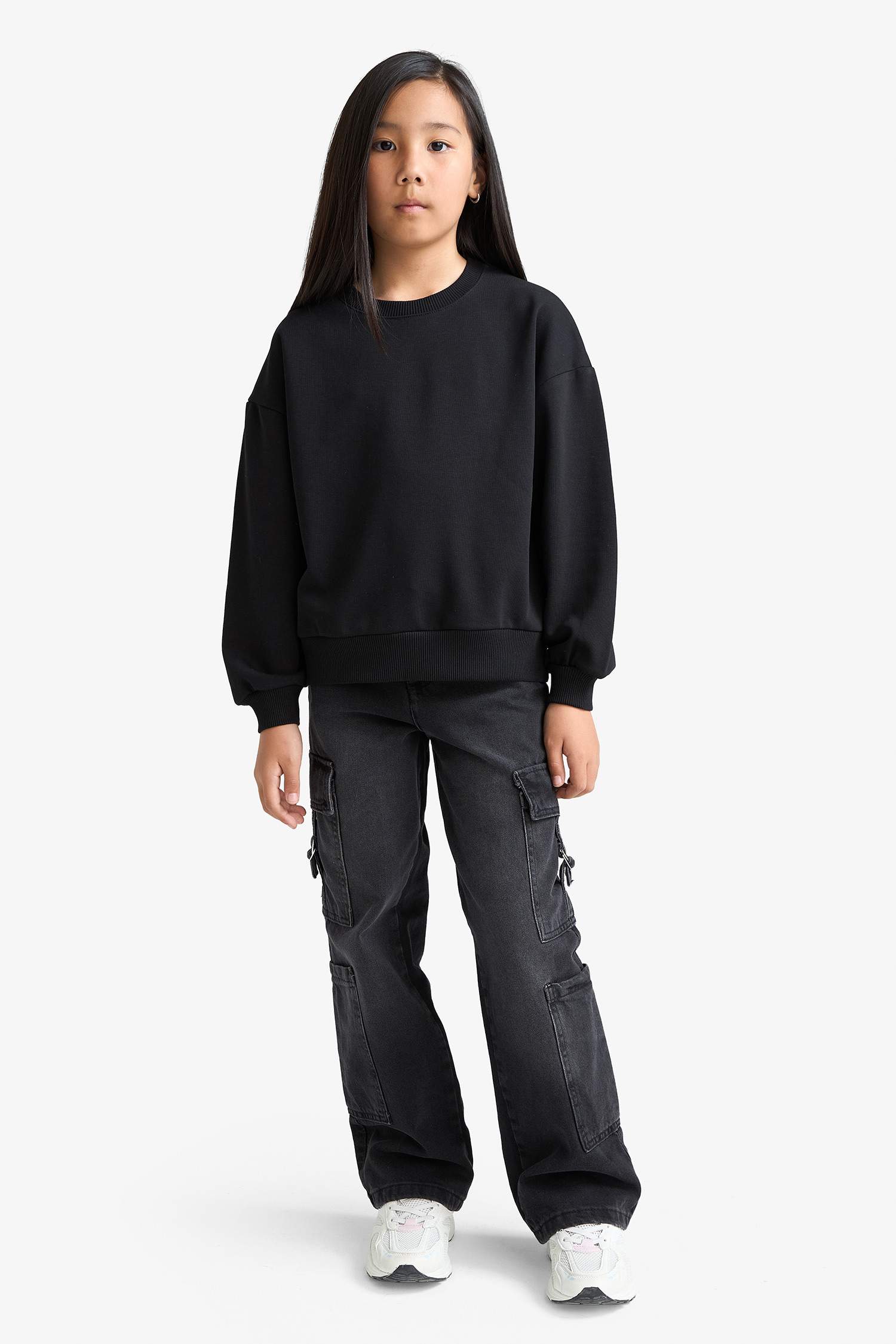 Girl Relaxed Fit Crew Neck Printed 2 Piece Sweatshirt