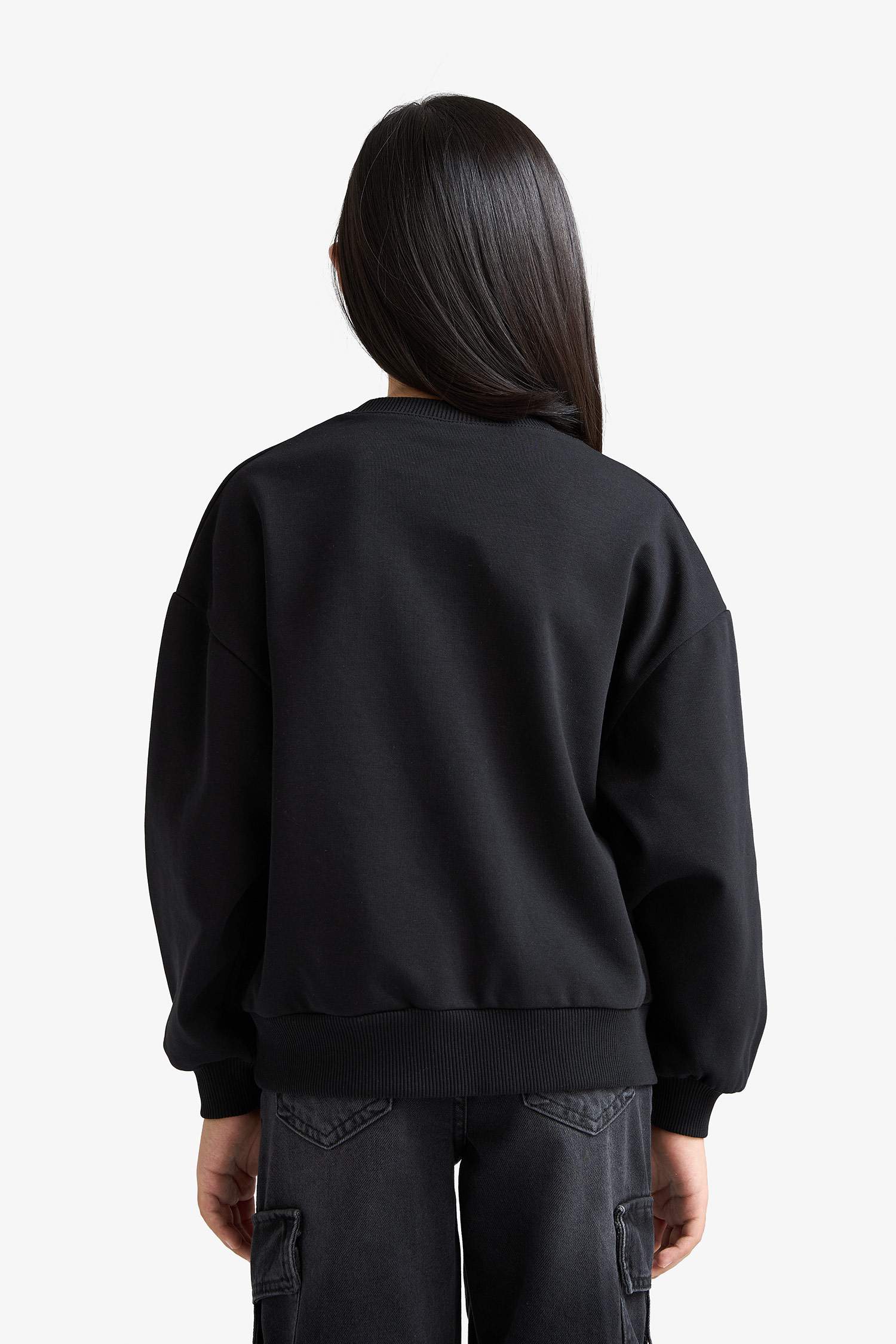 Girl Relaxed Fit Crew Neck Printed 2 Piece Sweatshirt