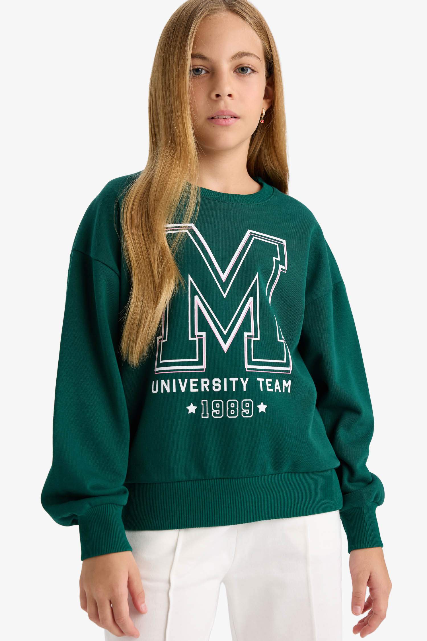 Kız Çocuk Okul Relax Fit Bisiklet Yaka Baskılı 2'li Sweatshirt