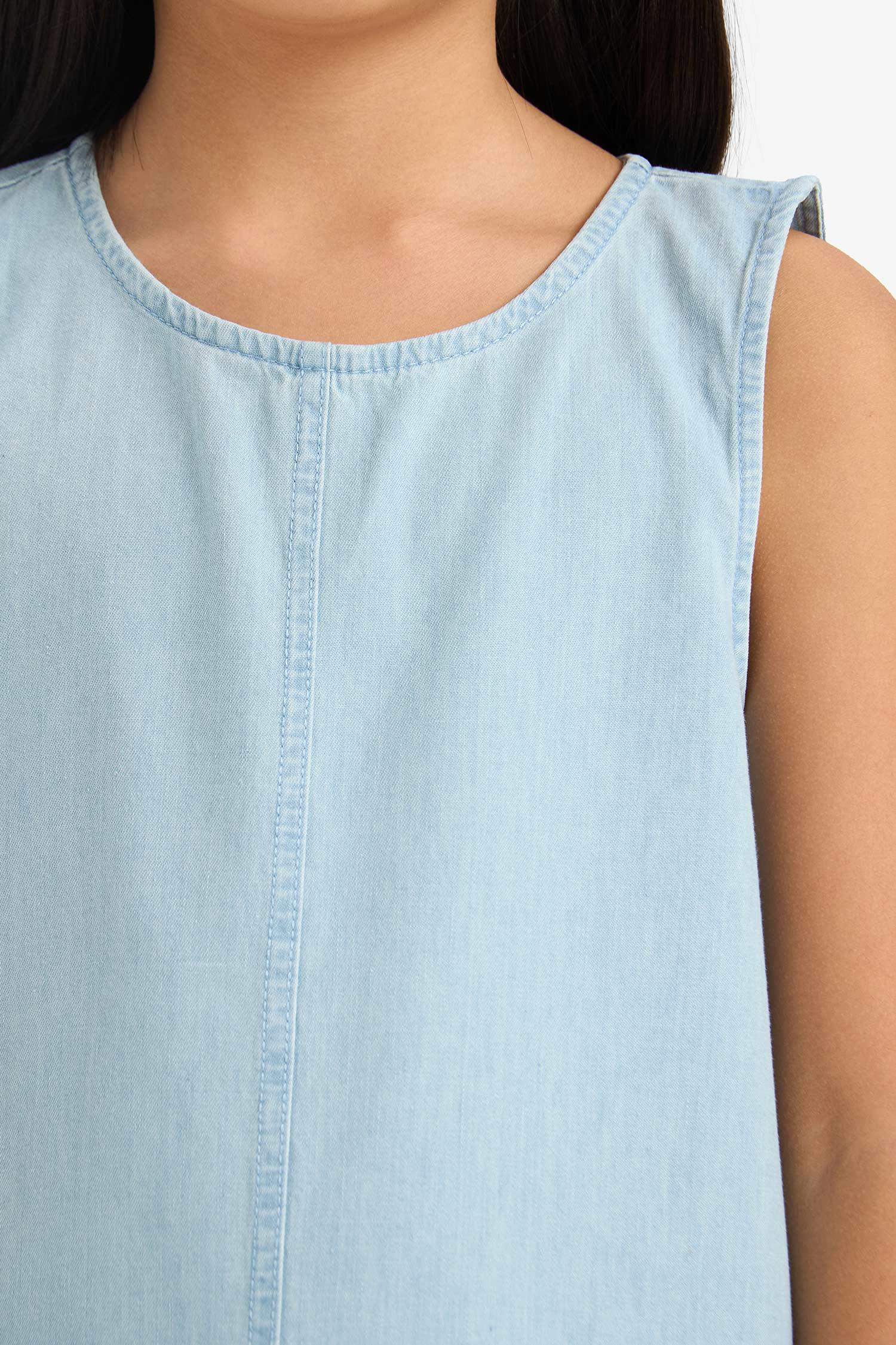 Джинсовое платье без рукавов для девочки