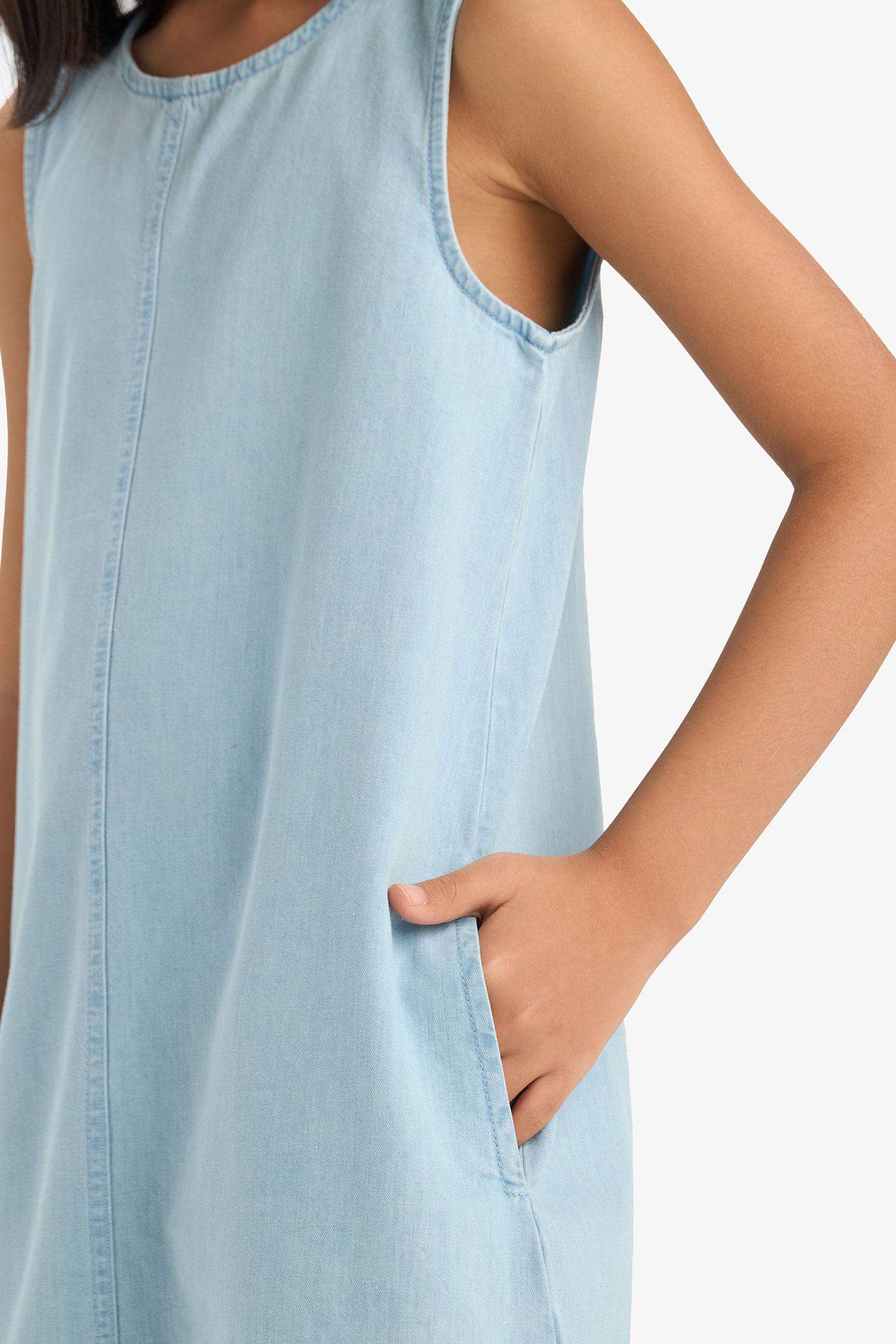 Джинсовое платье без рукавов для девочки