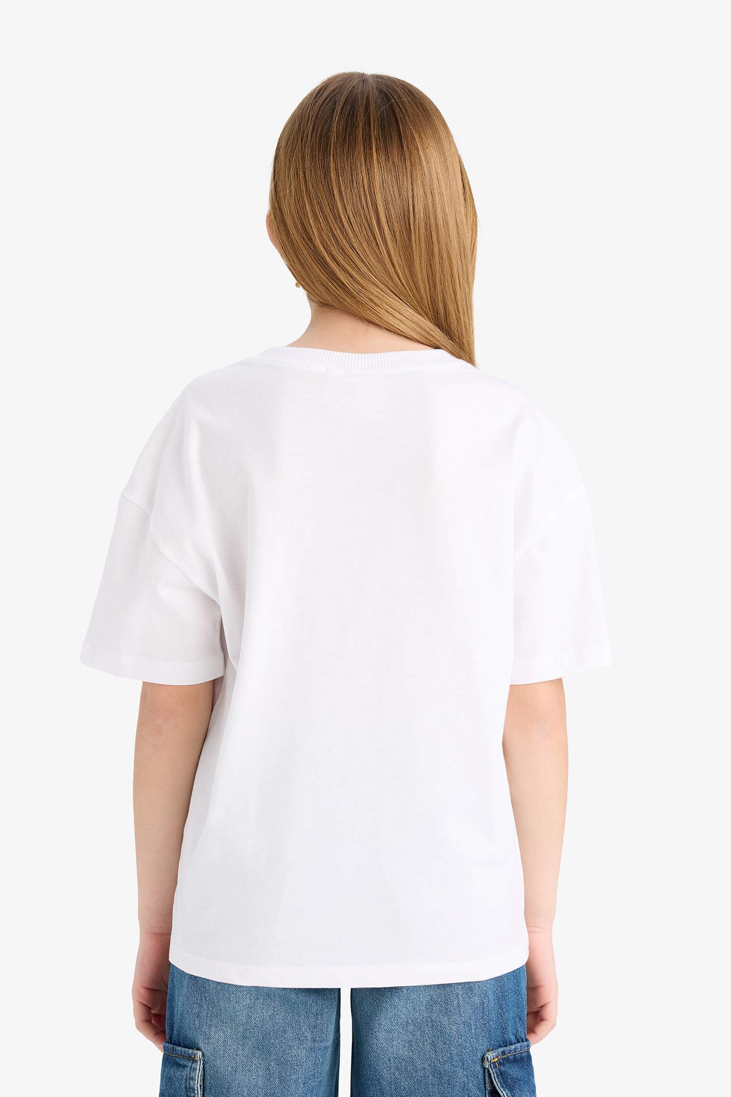 تيشيرت بناتي نص ردن قصة مريحة بياخة مستديرة