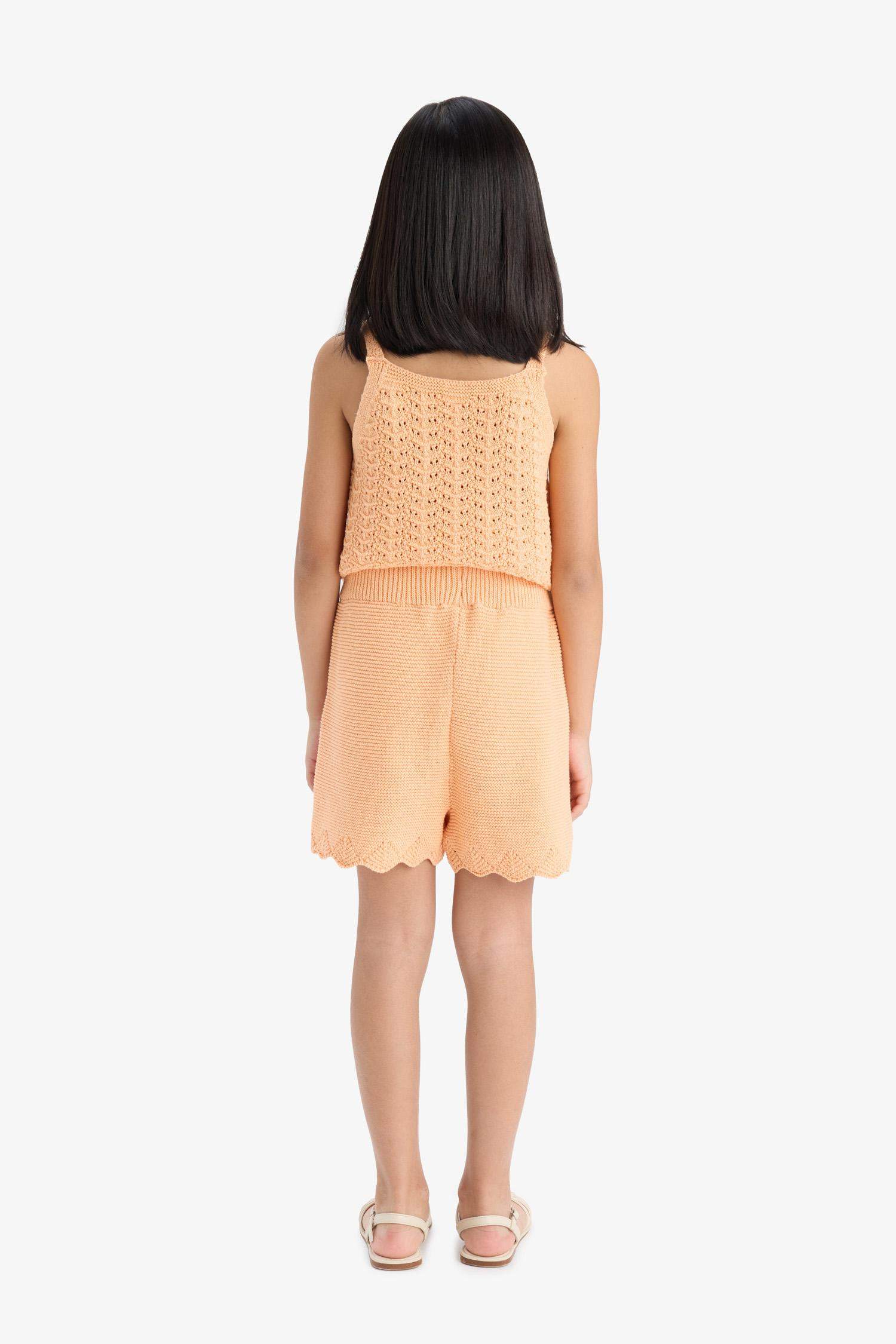 Short en tricot taille élastique pour fille