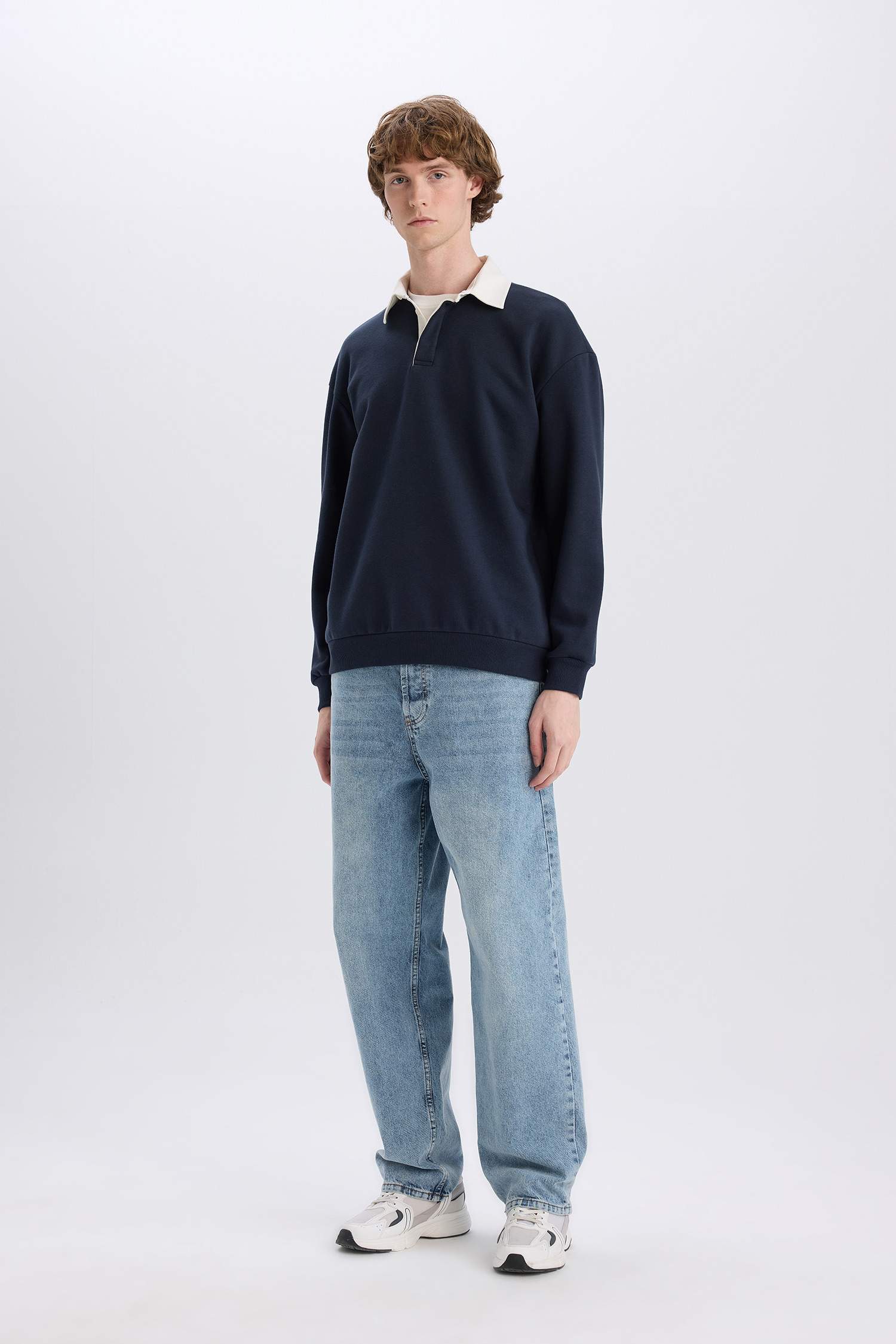 Boxy Fit Polo Yaka Sweatshirt