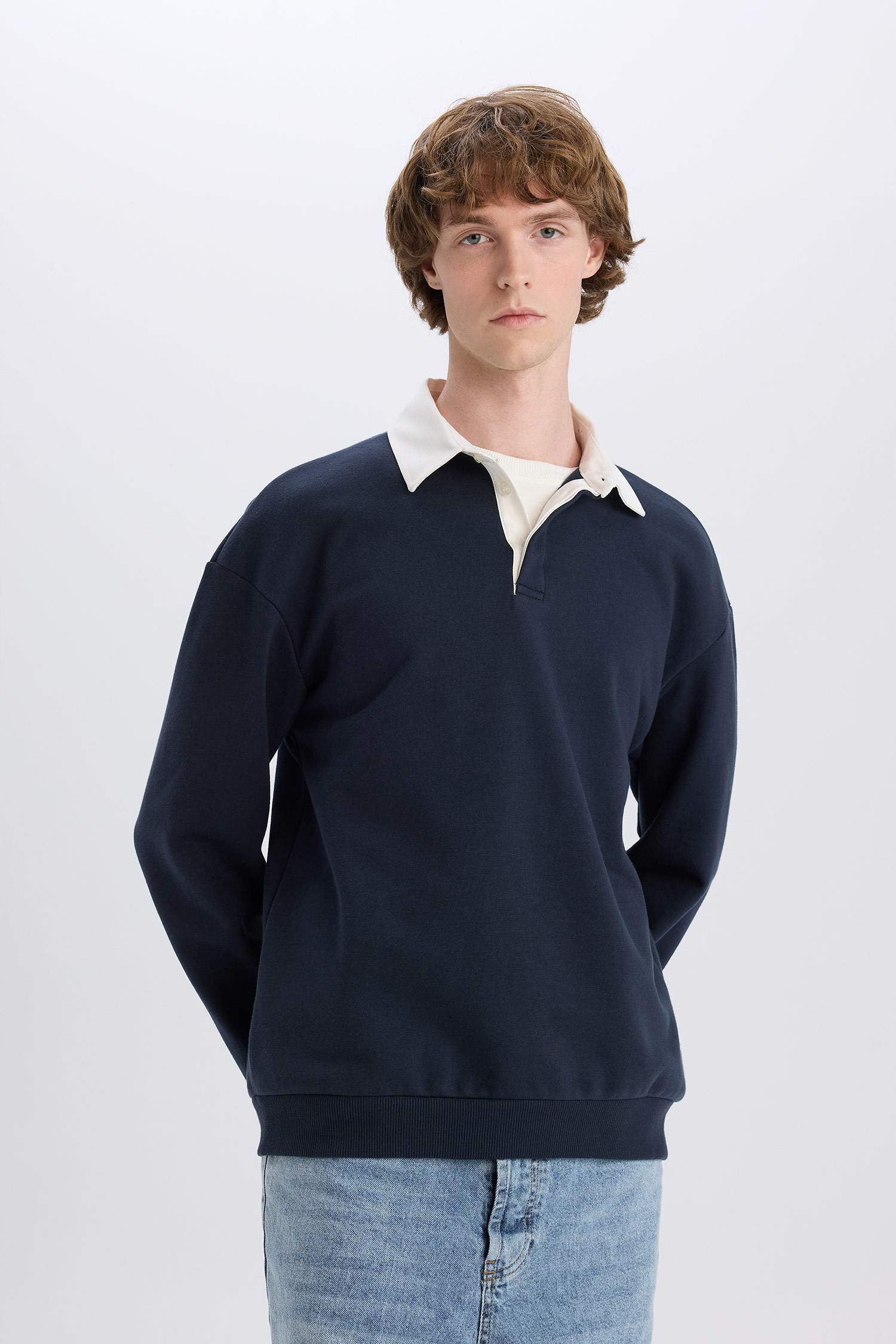Boxy Fit Polo Yaka Sweatshirt