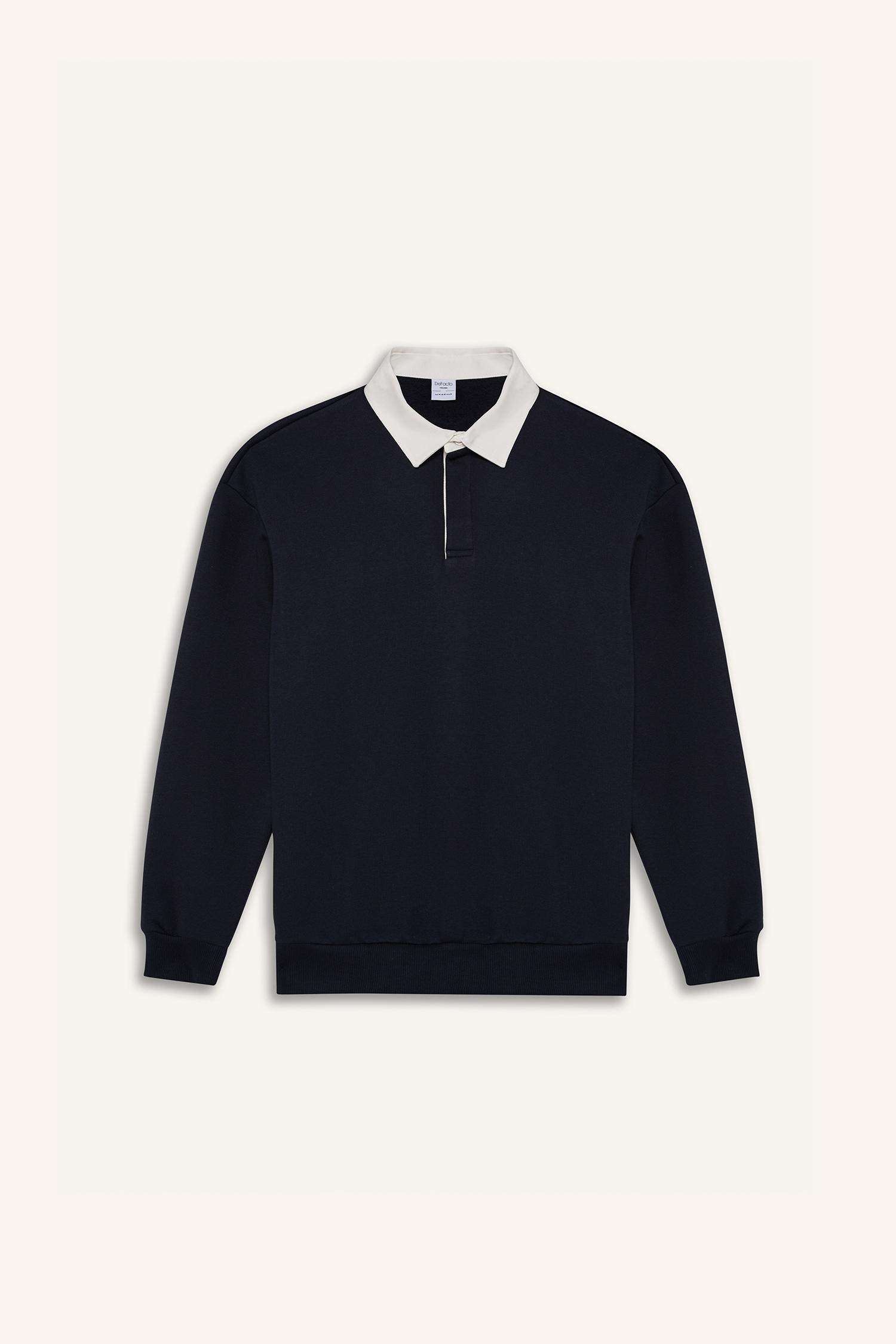 Boxy Fit Polo Yaka Sweatshirt