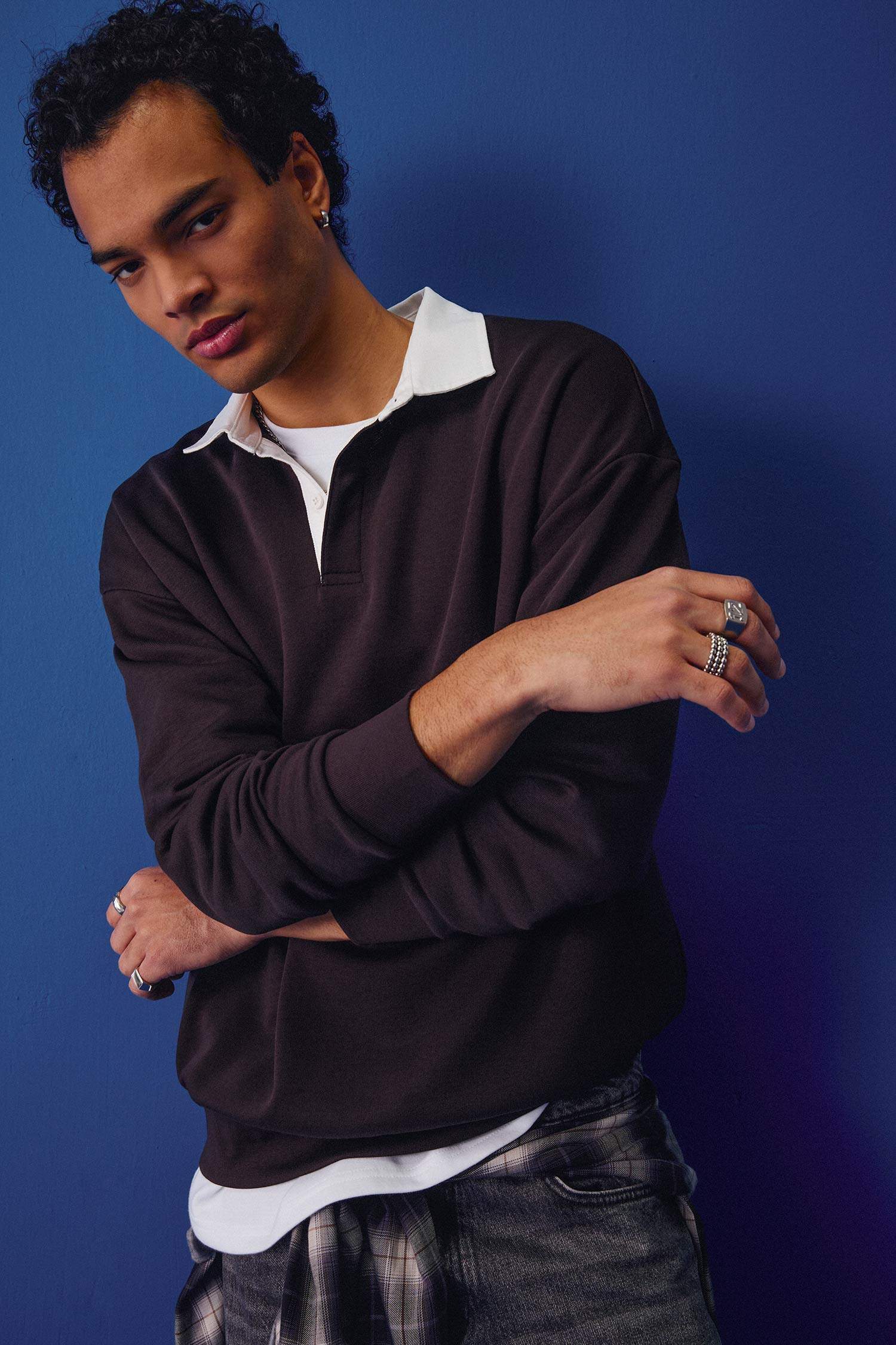 Boxy Fit Polo Yaka Sweatshirt