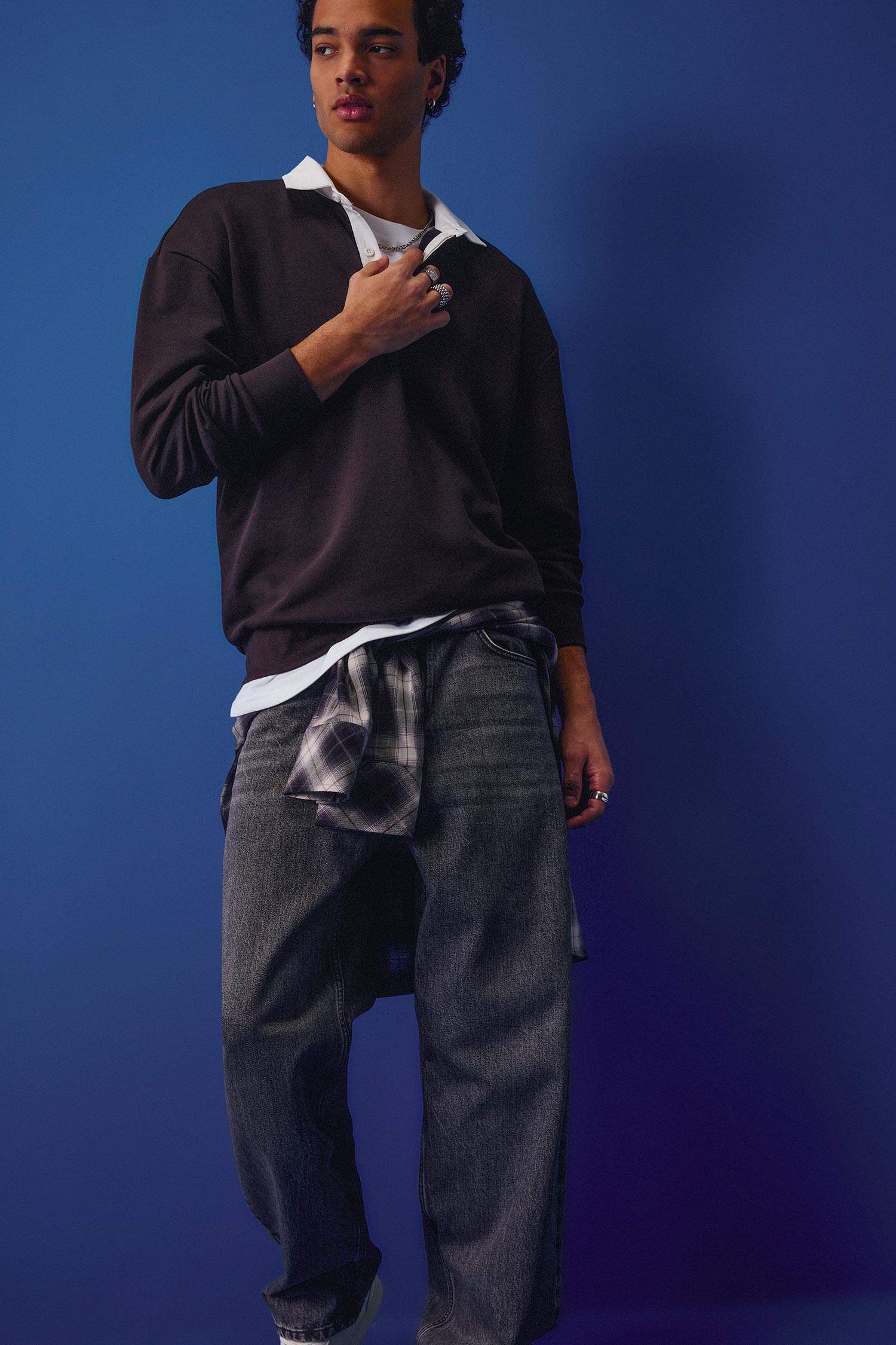 Boxy Fit Polo Yaka Sweatshirt