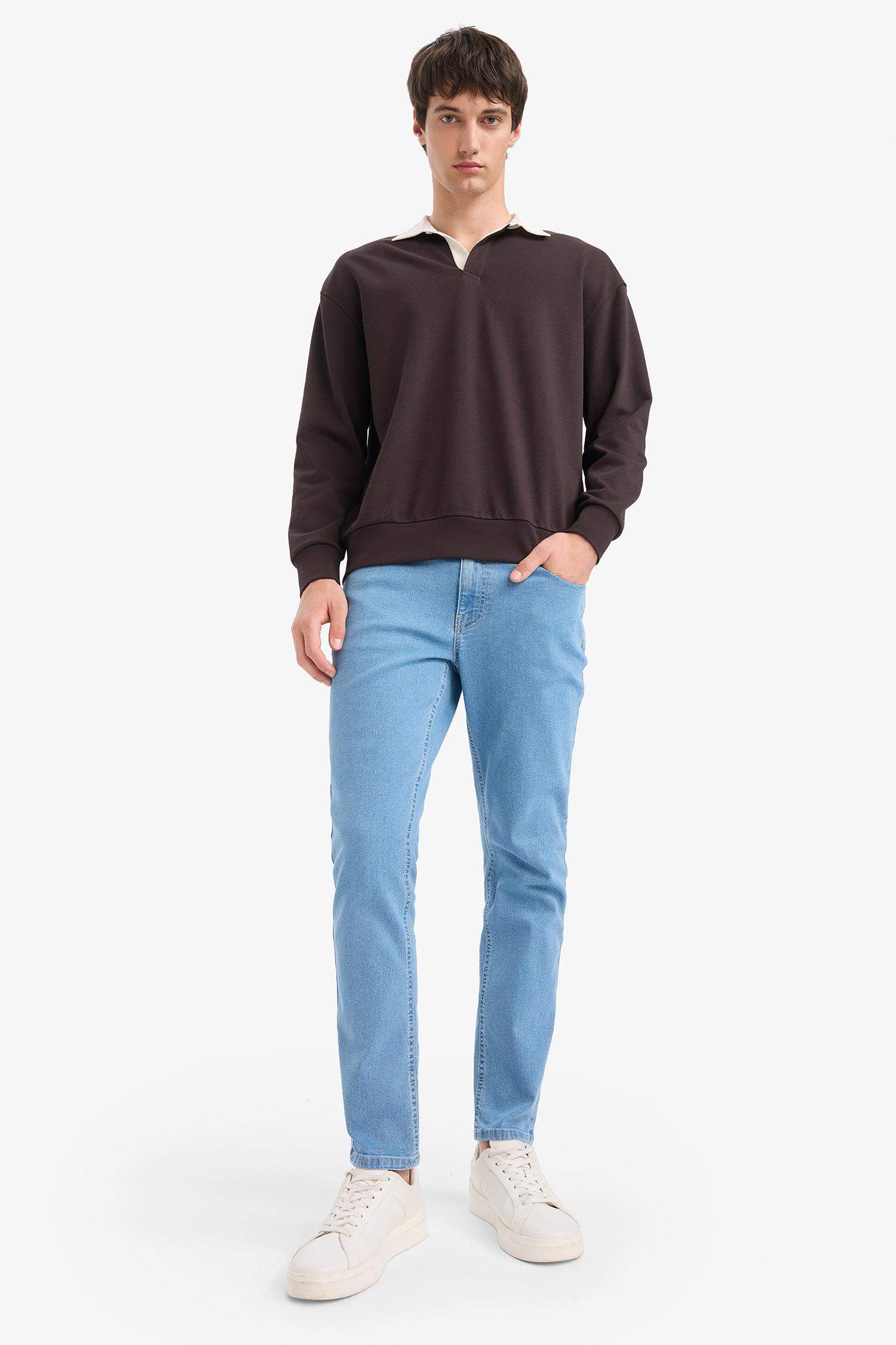 Boxy Fit Polo Yaka Sweatshirt