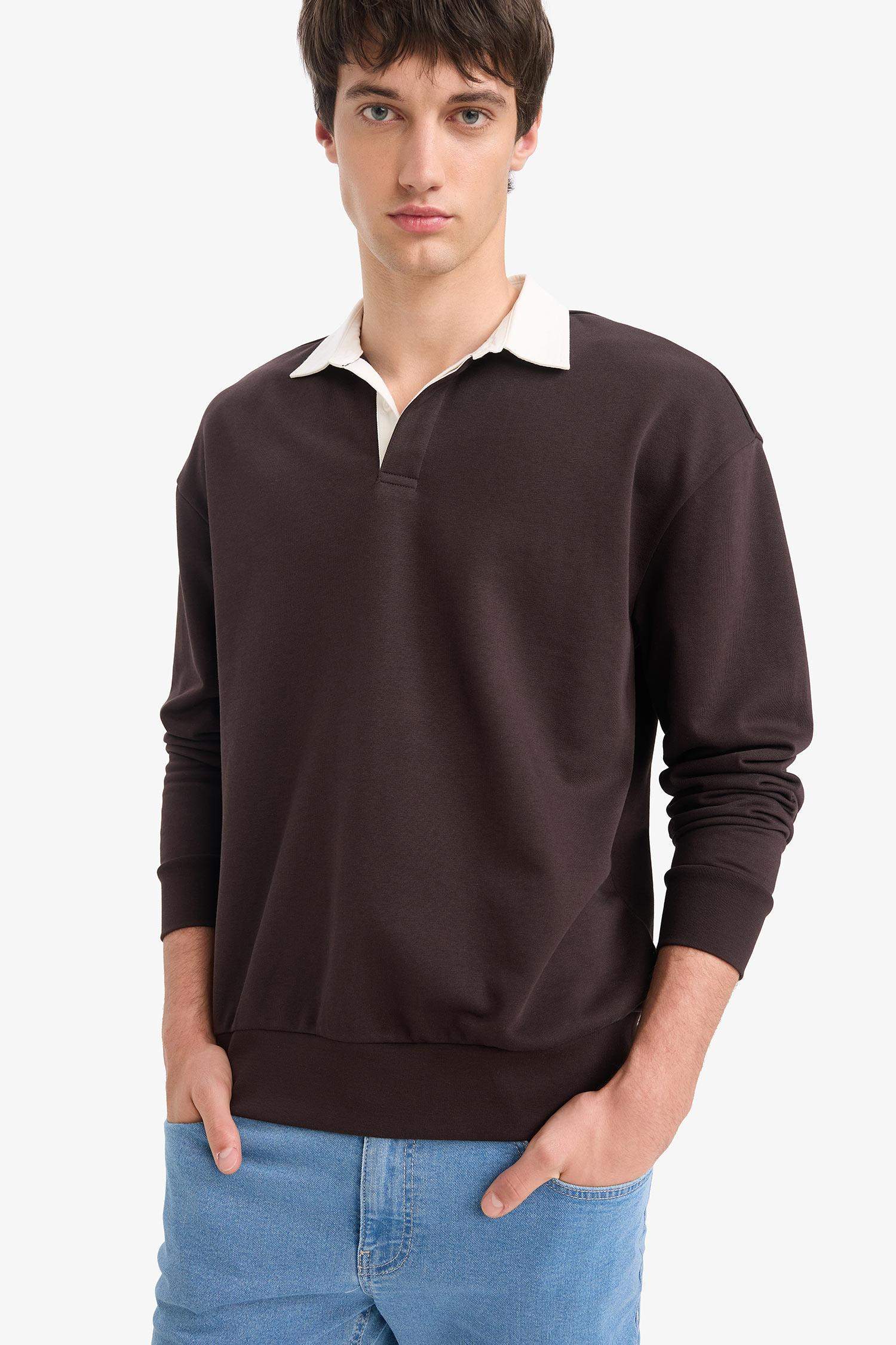 Boxy Fit Polo Yaka Sweatshirt