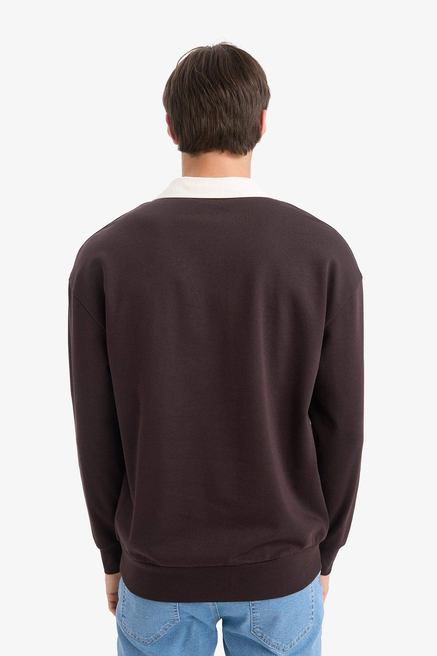 Boxy Fit Polo Yaka Sweatshirt