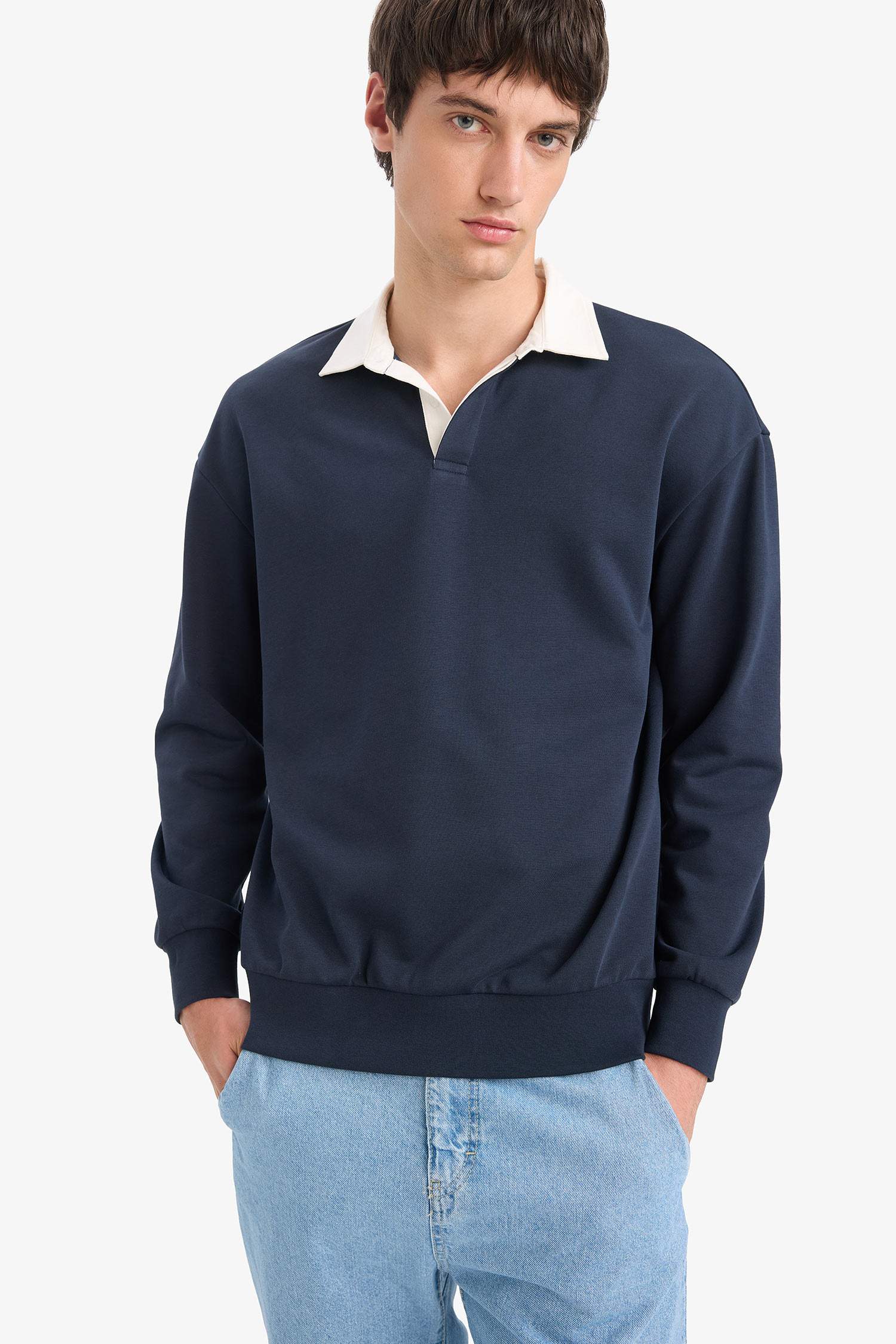 Boxy Fit Polo Yaka Sweatshirt