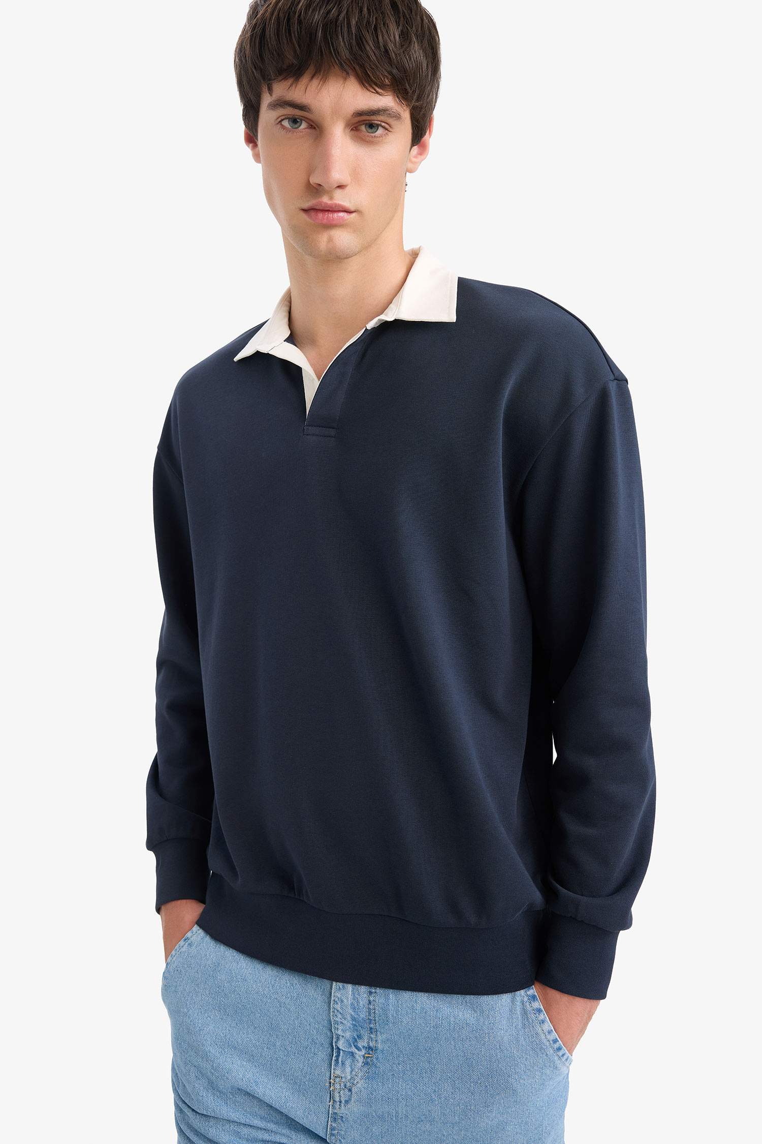 Boxy Fit Polo Yaka Sweatshirt