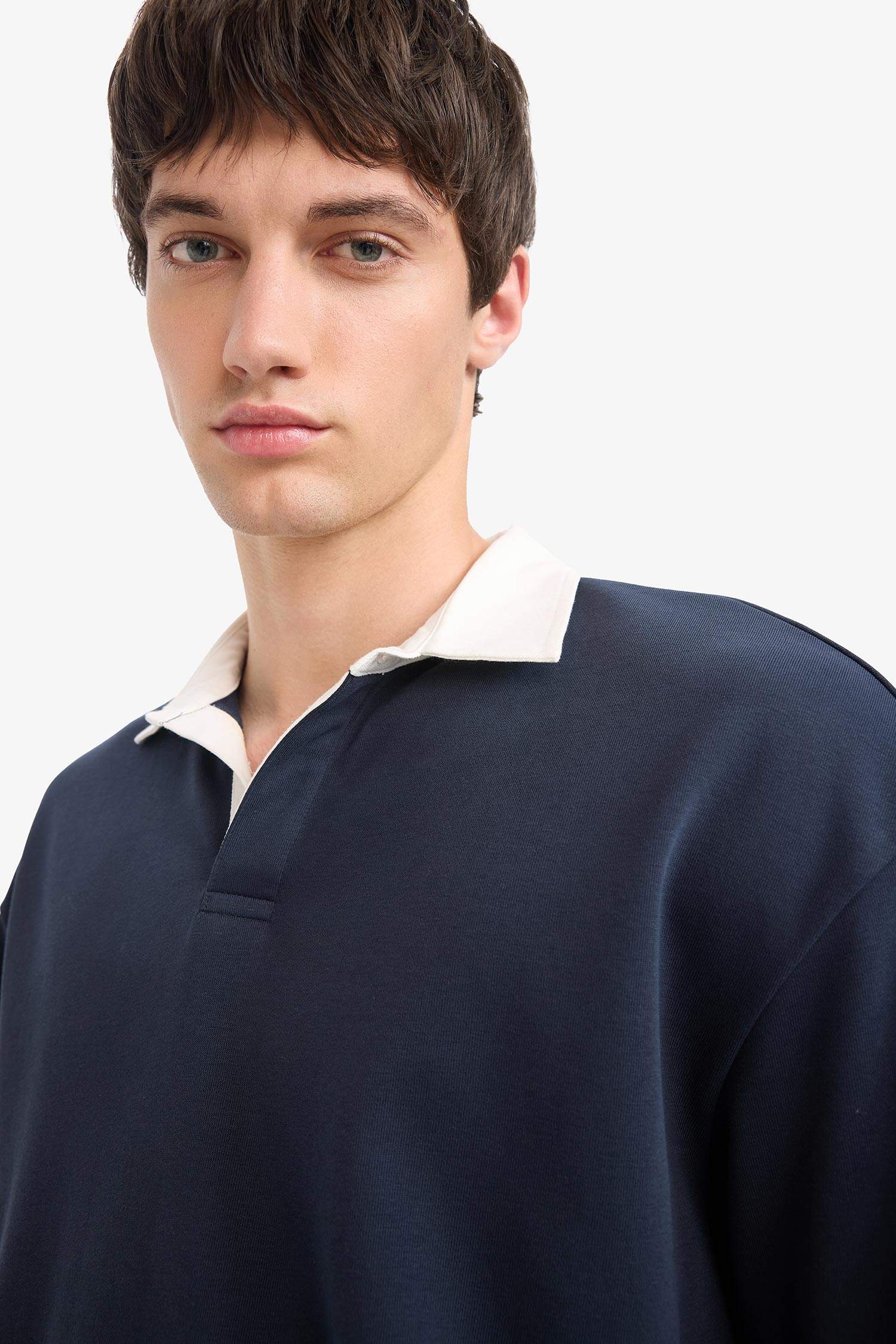 Boxy Fit Polo Yaka Sweatshirt